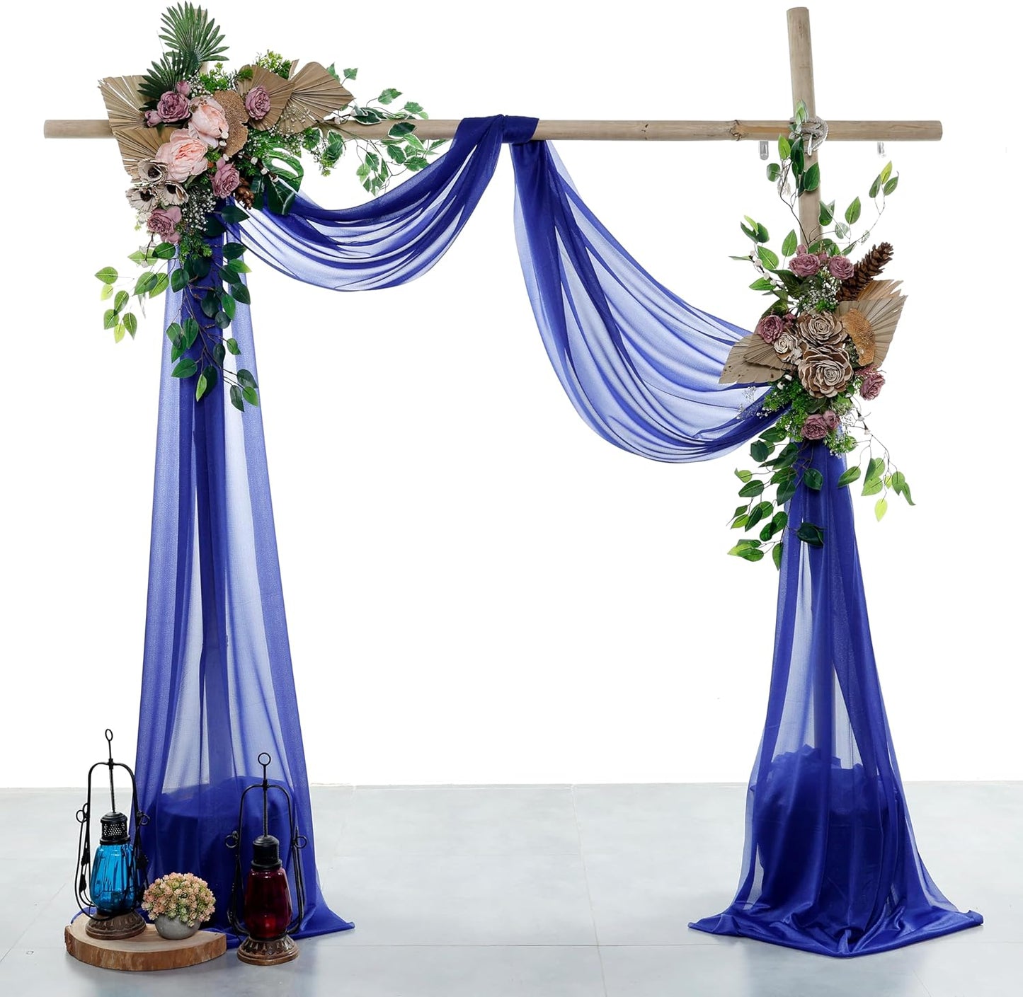 VDS Pack of 1 Panel (30 Inch X 30 Feet) Wedding Arch Draping Fabric Sheer Chiffon Fabric Drapery for Wedding Ceremony Reception Swag Backdrop Canopy Chuppah ARBO Altars Decoration (Royal Blue)