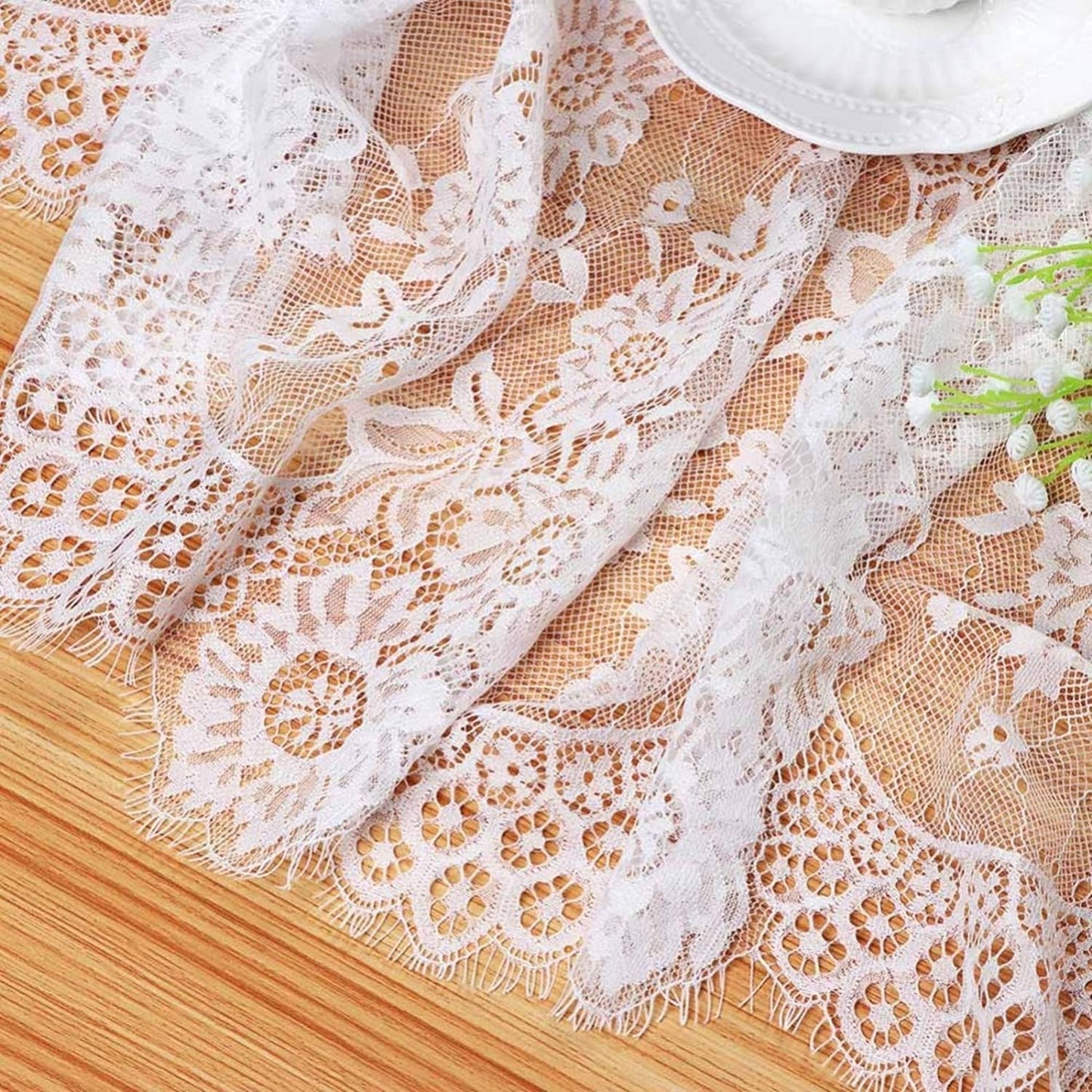 Lace Tablecloth White Wedding Tablecloths 60x120 Inch Vintage Rustic Farmhouse Table Fabric for Romantic Wedding Table Decorations