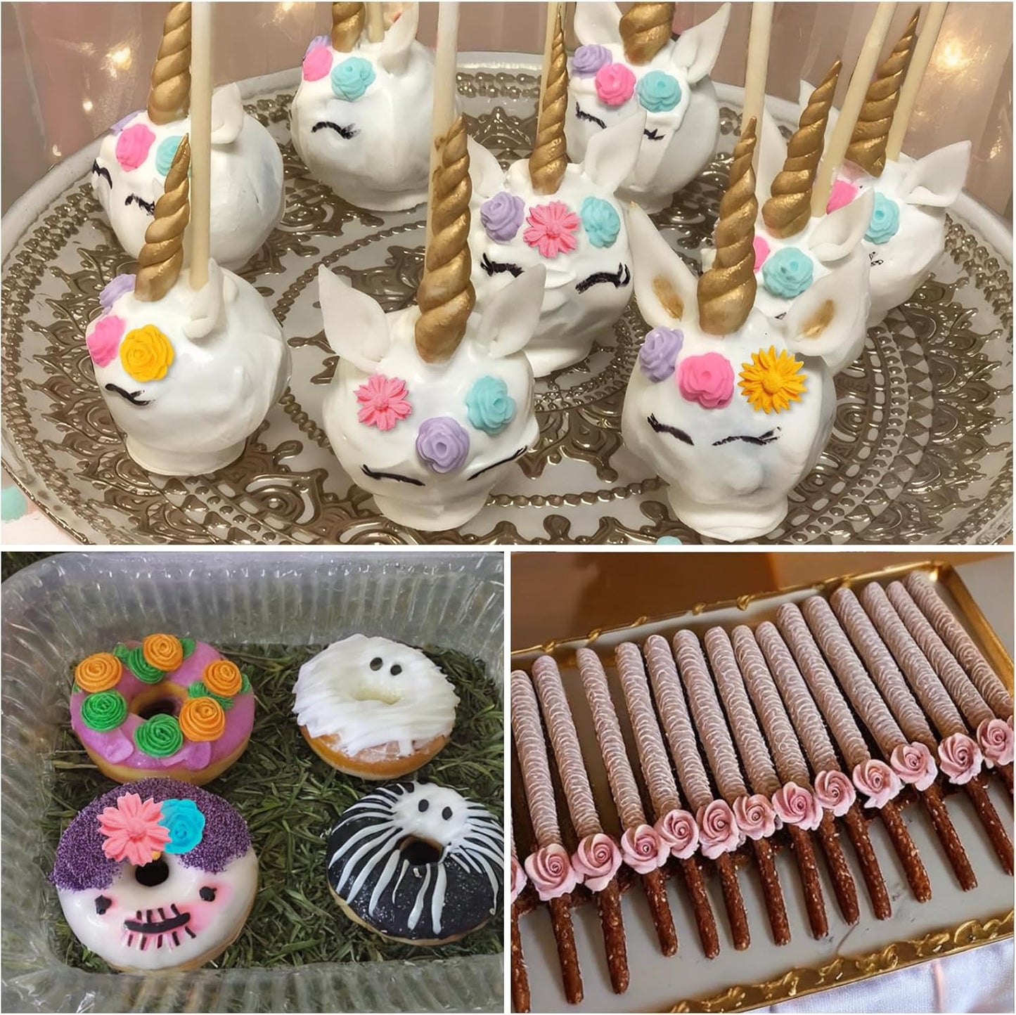 4 Pcs Flower Silicone Molds, Fondant Cake Flower Mold Silicone Daisy Rose Clay Mold Polymer Clay Molds for Cupcake DIY Crafts Cake Decoration