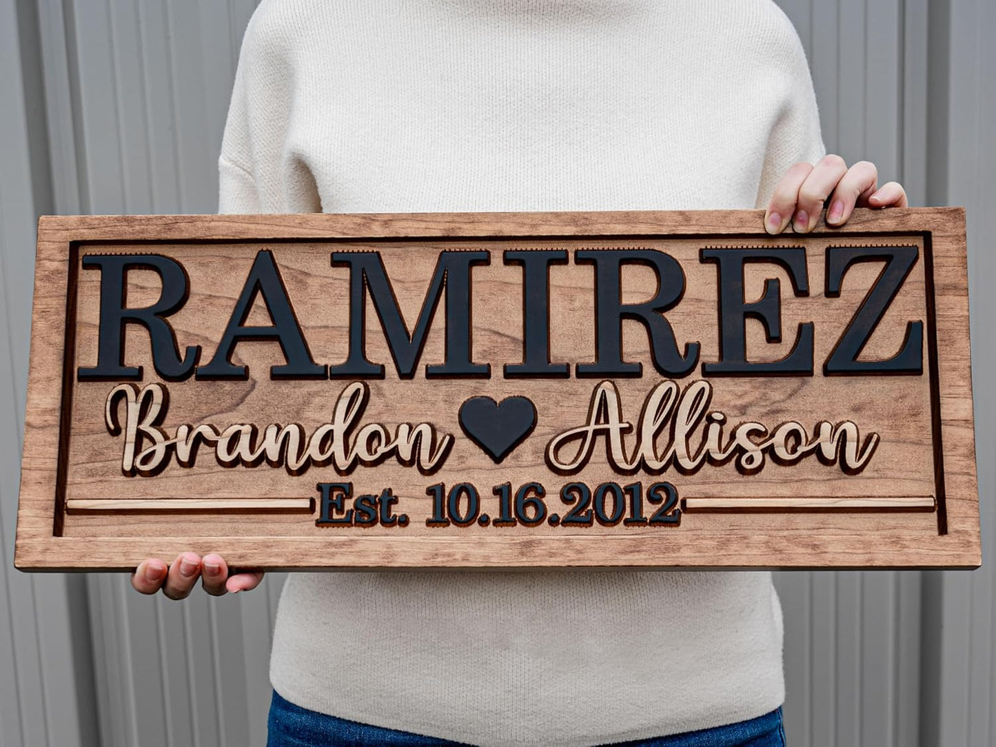 Bridal Shower Gift | Personalized Wedding Gift Last Name Established Sign | Anniversary | Engagement Gifts | Valentines Day Gift | Wood Wedding Sign | Name Heart Sign | Couples Gift