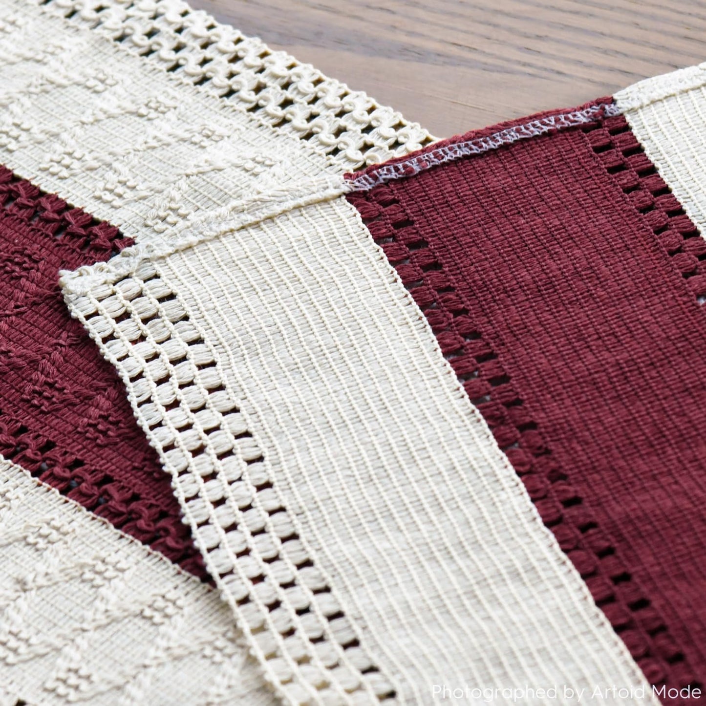 Artoid Mode Red Farmhouse Rustic Table Runner, Seasonal Holiday Hollow Kitchen Dining Table Decoration for Home Party Decor 12x36 Inch