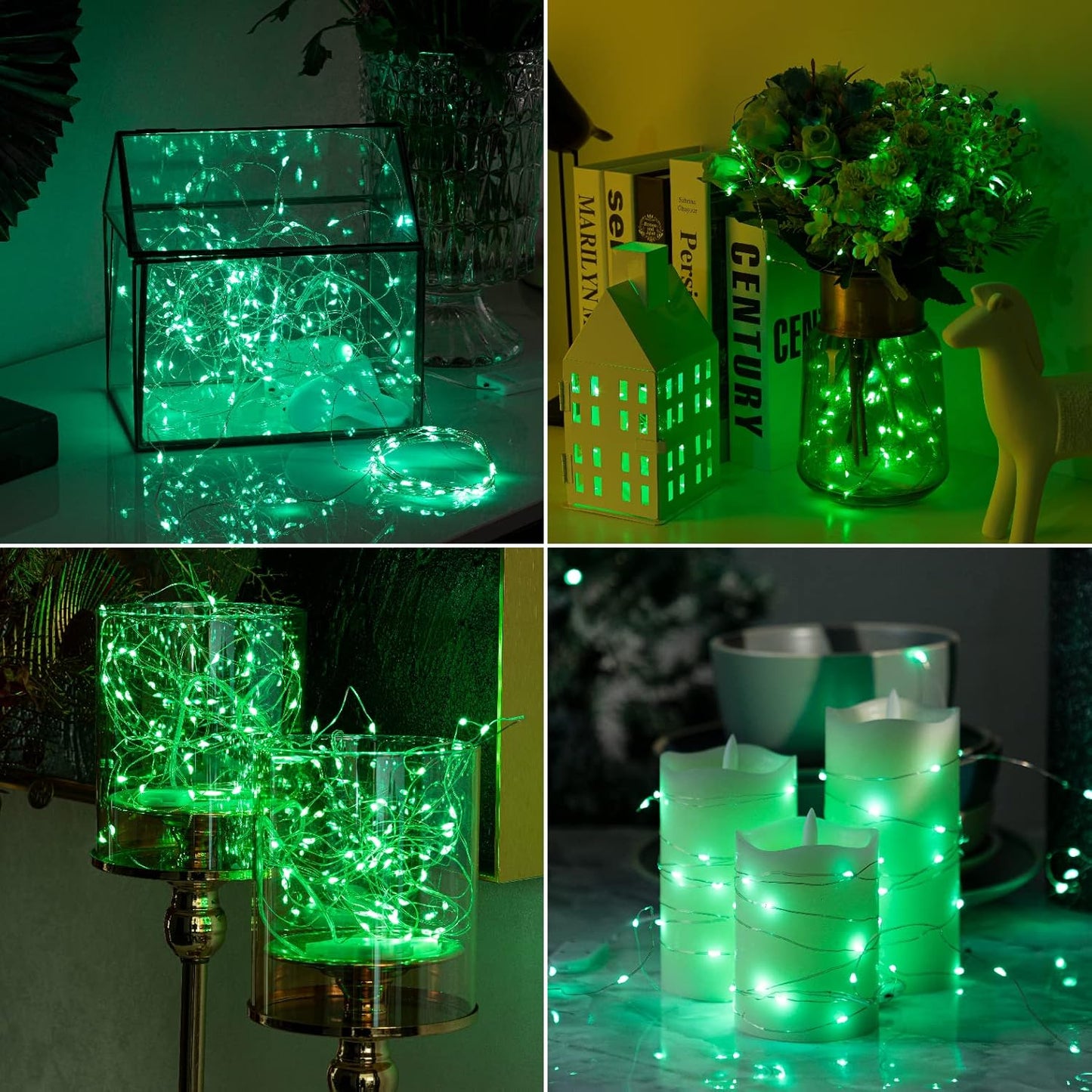 HXWEIYE 12 Pack 7ft 20LED Green Fairy Lights Battery Operated for Mason Jar DIY Wedding Party Bedroom Patio Christmas Décor