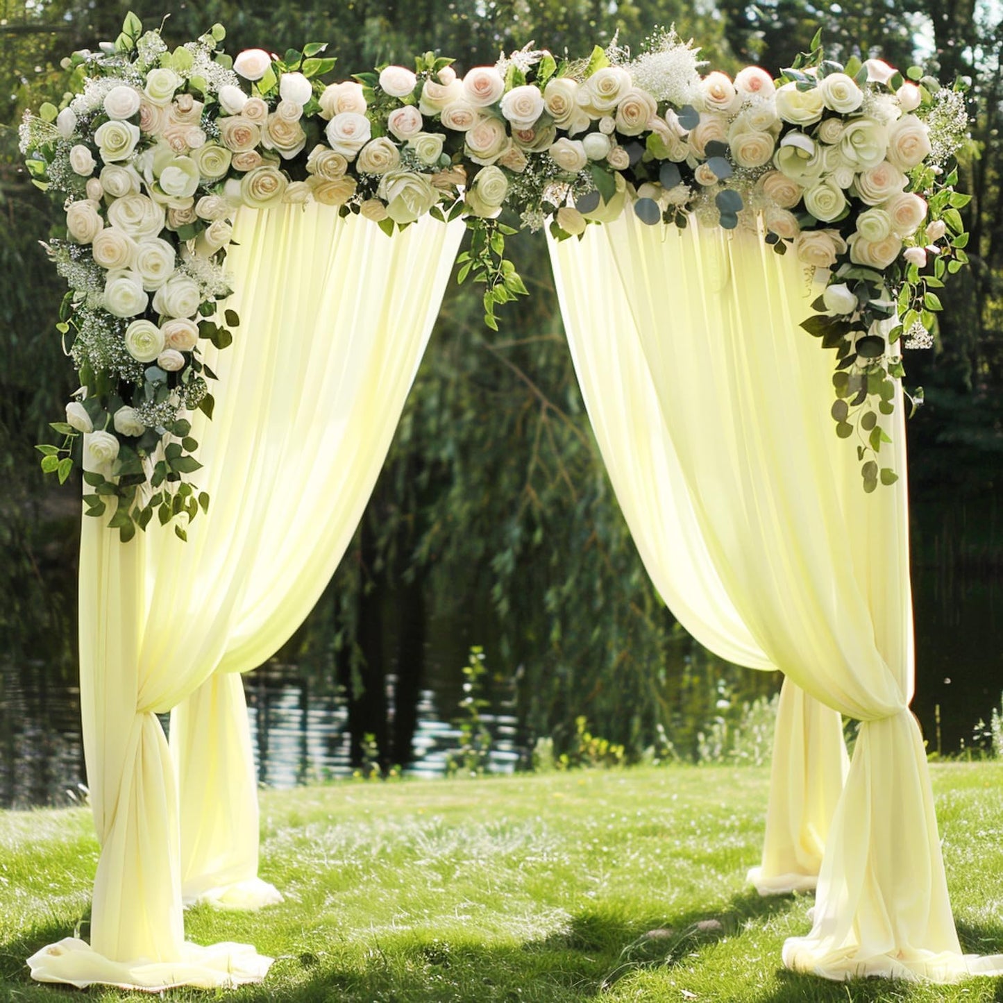 Wokceer Wedding Arch Draping Fabric 6 Panels 28.7" x 20FT Beige Drapes Sheer Fabric Backdrop Arch Draping Fabric for Wedding Ceremony Birthday Party Bridal Shower Decoration