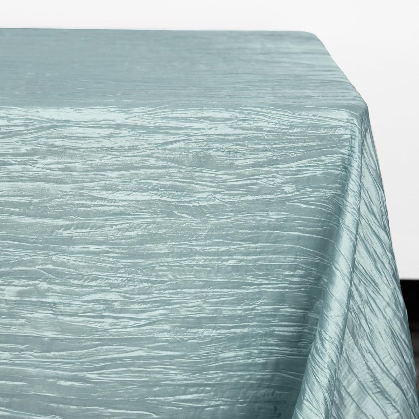 YOUR CHAIR COVERS - 90 x 156 inch Rectangular Crinkle Taffeta Tablecloth - Dusty Blue, Rectangle Table Linens for 8 ft Rectangular Tables, Wedding Crushed Table Cloth