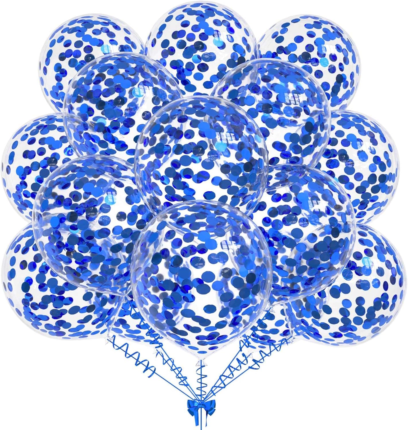 50pcs Blue Confetti Balloons,12 inch Latex Balloon with Blue Confetti Inside for Birthday Family Party Wedding Party Baby Shower Decoration Supplies