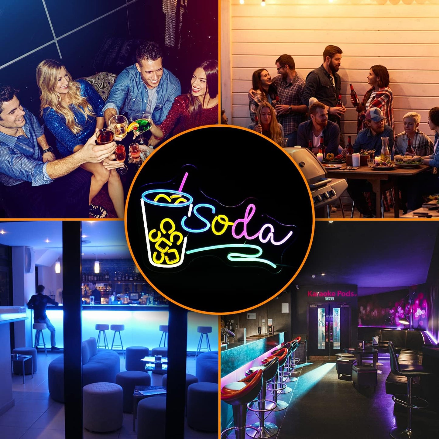 Soda Neon Sign LED Neon Light Dimmable Cocktails Neon Sign for Wall Decoration 16.7’’X11.8’’ Bar Business Sign Kitchen Wall Art Decoration Man Cave Beer Bar Club Birthday Party Decor…