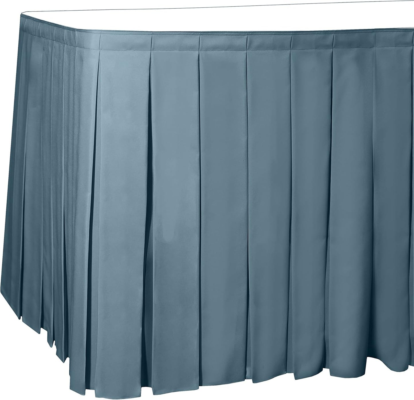 Ultimate Textile Pleat Polyester Fabric Table Skirt - Machine Washable Flame Resistant with Clips for Events, Weddings & Trade Shows, Cut & Sewn in Paterson, NJ - Slate, 21' Box Pleat