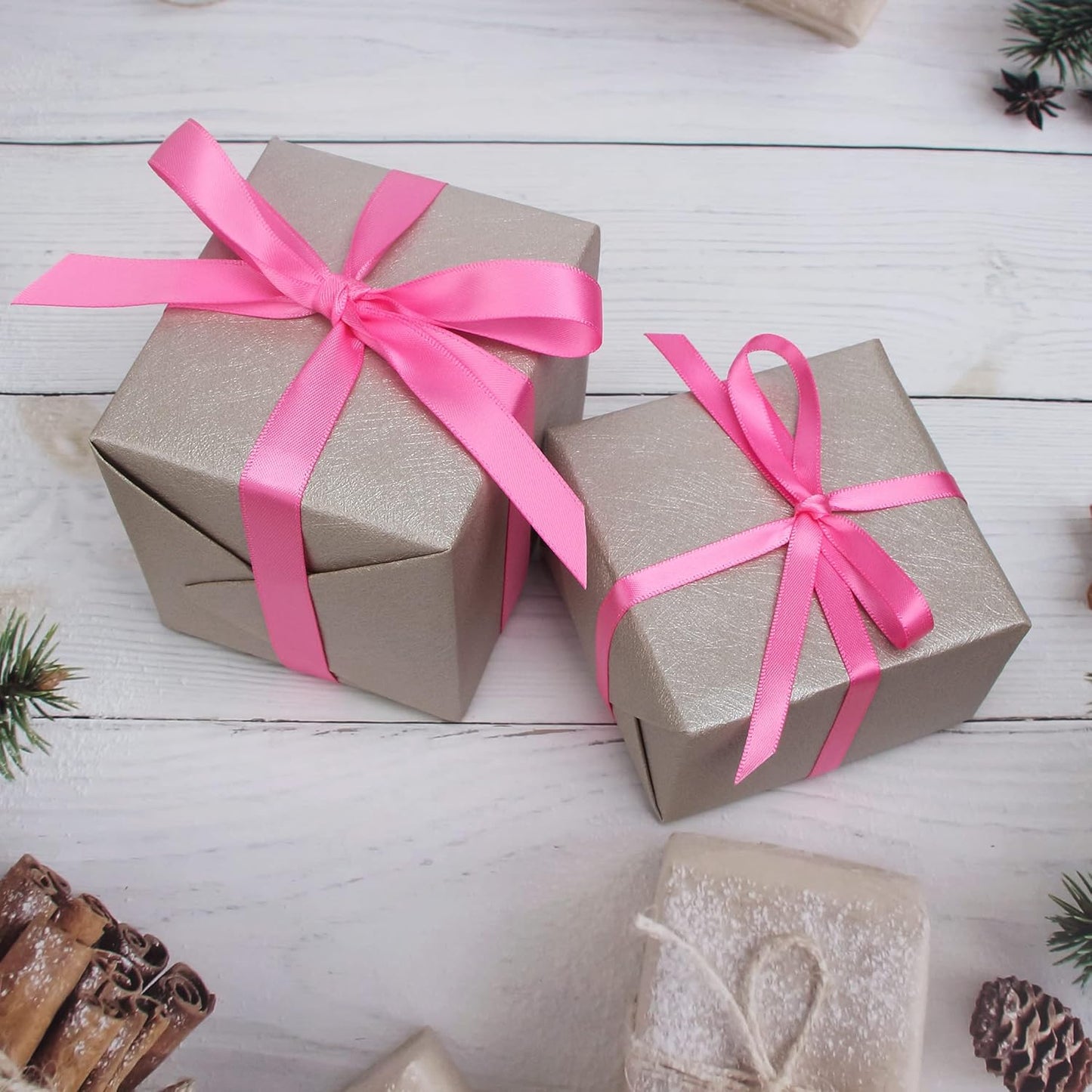 Ribbli Double Faced Hot Pink Satin Ribbon,1/4” x Continuous 25 Yards,Use for Bows Bouquet,Gift Wrapping,Floral Arrangement