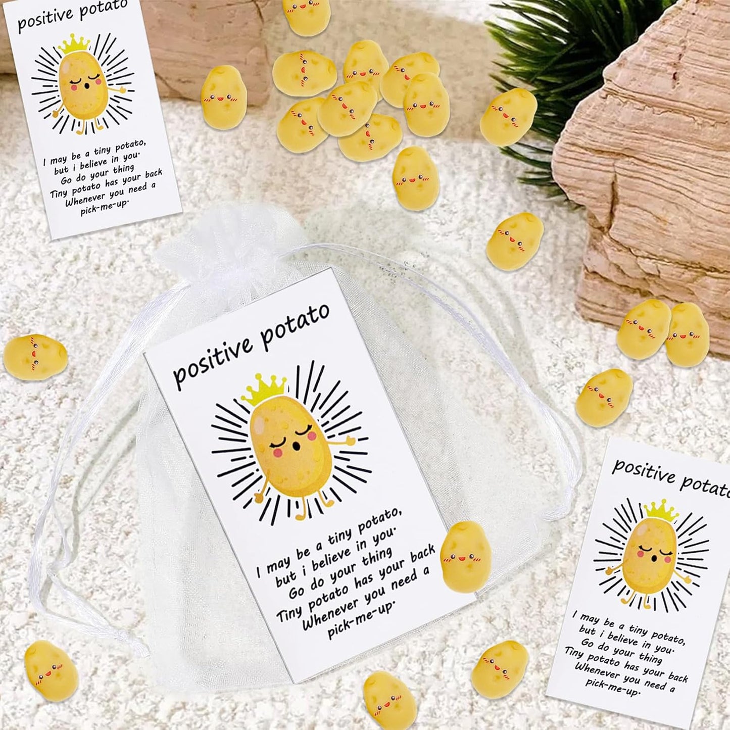 60 Set Positive Potato Bulk Employee Appreciation Gifts for Thank You Staff Back to School Student Teacher Coworker Nurse Pocket Gifts End of Year Student Gift Pun Inspirational Cards Office Gift