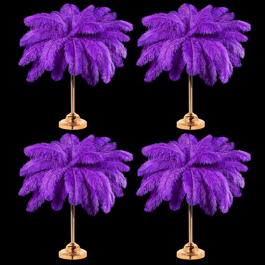 Retrowavy 30 Pcs 18-20 Inch Large Natural Ostrich Feathers Bulk for Centerpieces for Wedding Party Centerpieces Home Decoration Flower Arrangement (Purple)