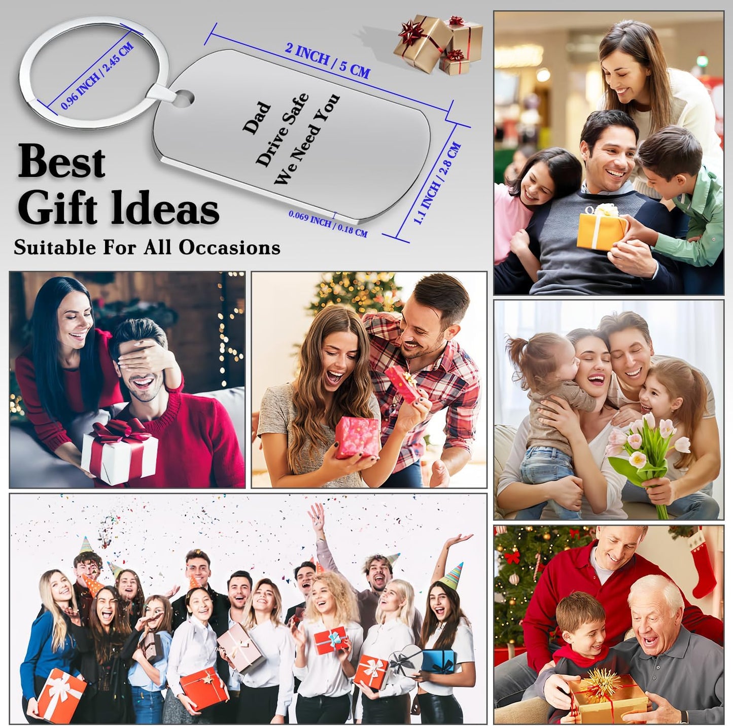 Custom Keychain with picture Double-sided Personalized Your Photo/Text/Icon for Men Family Boyfriend Gifts