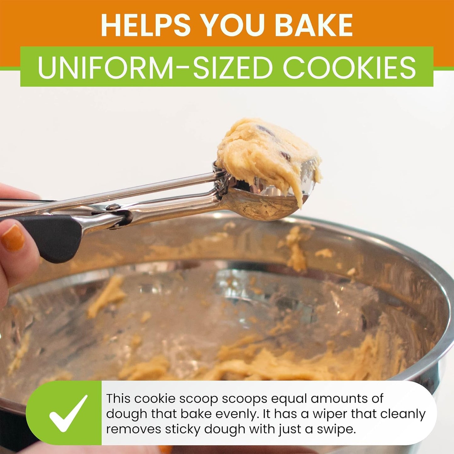 Spring Chef Small 1 Tablespoon Stainless Steel Cookie Scoop for Baking - Multifunctional #60 Cookie Dough Scoop with Trigger Release - Kitchen Scooper for Food - Dishwasher Safe Melon Baller - Black