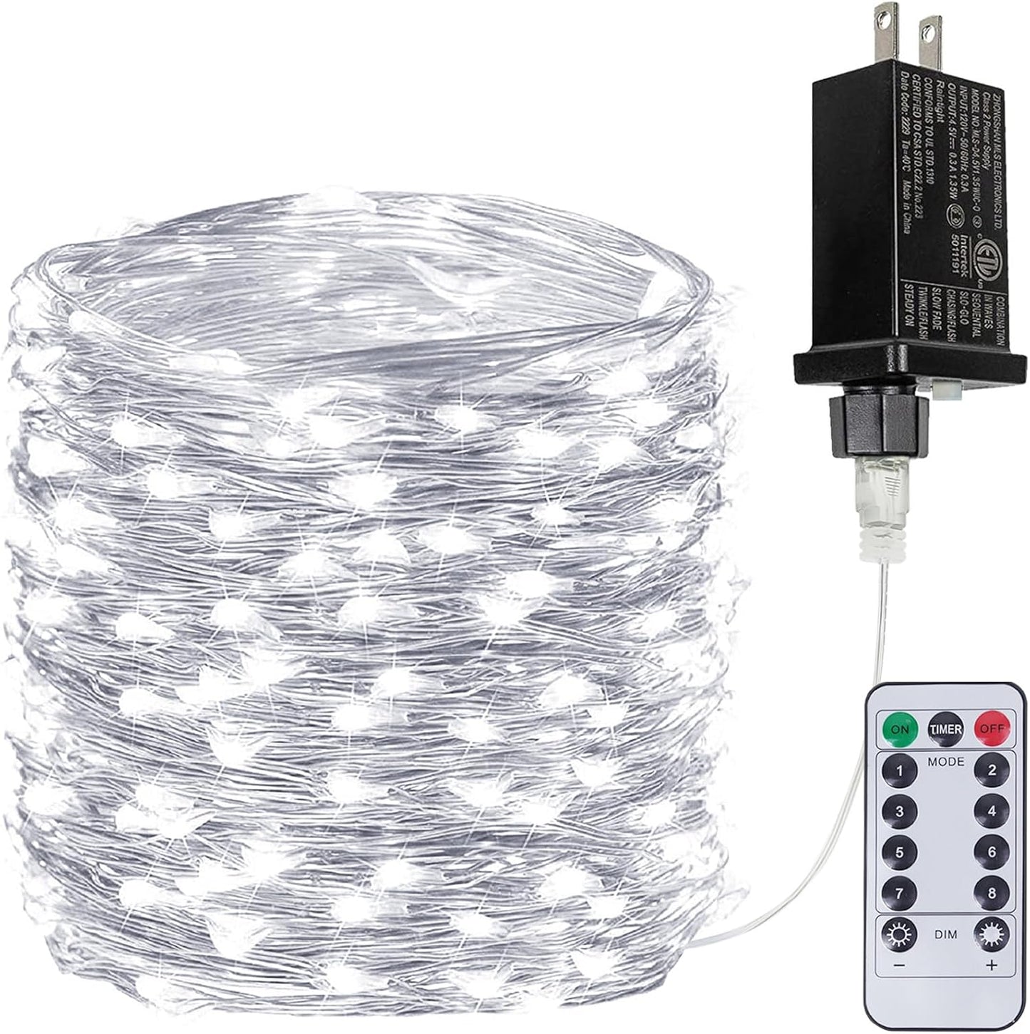 66Ft 200LED Fairy Lights Plug in with Remote, Waterproof String Lights Outdoor & Indoor 8 Modes with Timer, LED Twinkle Lights for Girl's Room Garden Patio Halloween Christmas Decorations (Cool White)