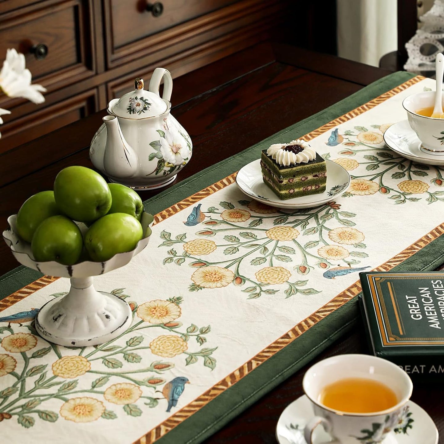 Velvet French Table Runner Farmhouse for Home Kitchen Dining Decor Parties Family Dinners Wedding 12"*118"