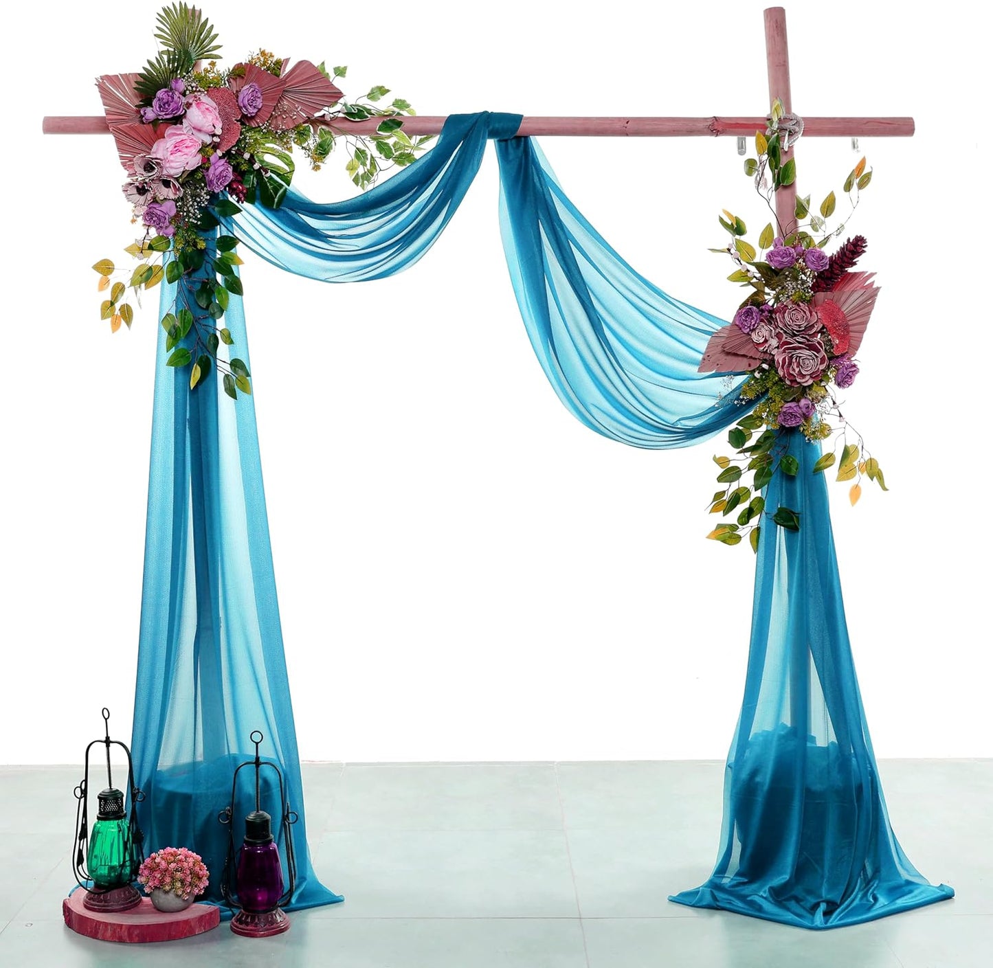 VDS Pack of 1 Panel (30 Inch X 40 Feet) Wedding Arch Draping Fabric Sheer Chiffon Fabric Drapery for Wedding Ceremony Reception Swag Backdrop Canopy Chuppah ARBO Altars Decoration (Dark Teal)