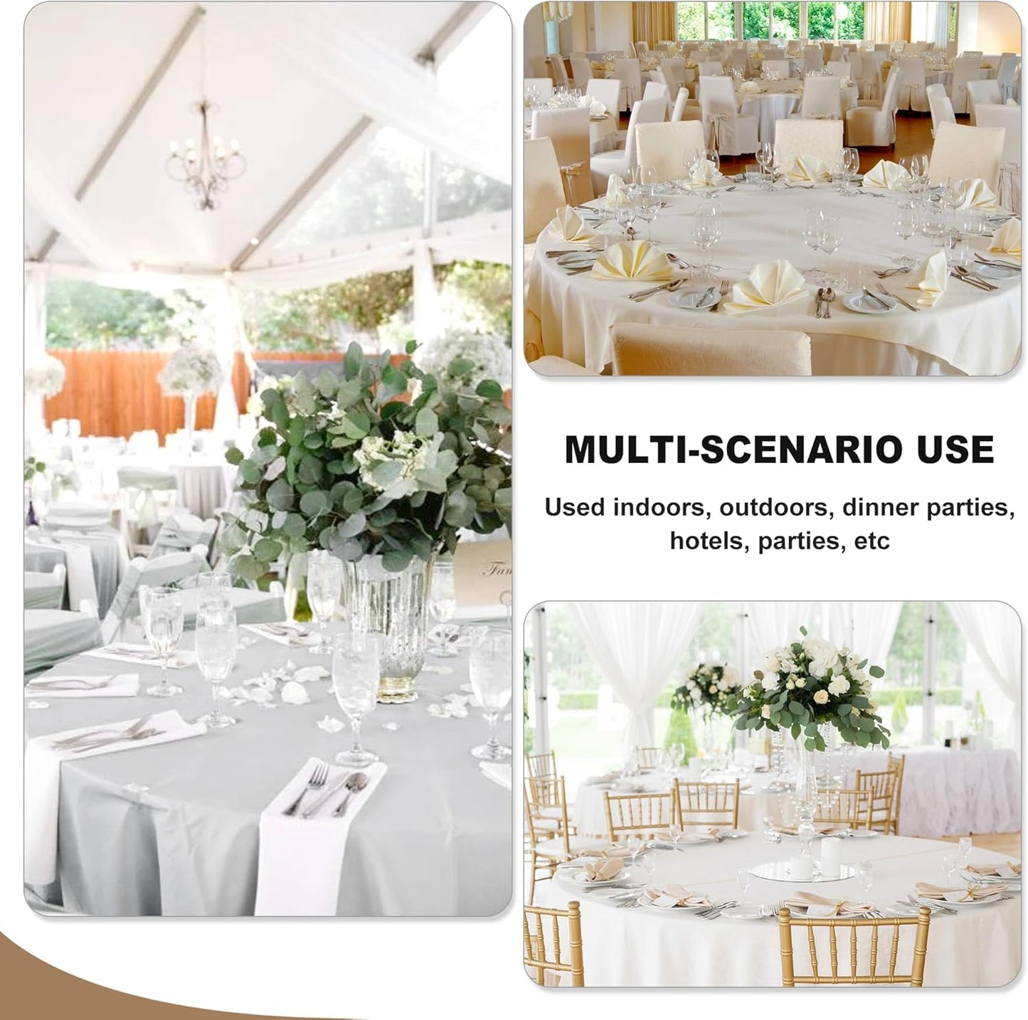 Fitable 6 Pack Ivory Round Tablecloths - 120 Inches in Diameter - Stain Resistant and Washable Table Clothes, Polyester Fabric Table Covers for Wedding, Party, Banquet, Formal Events