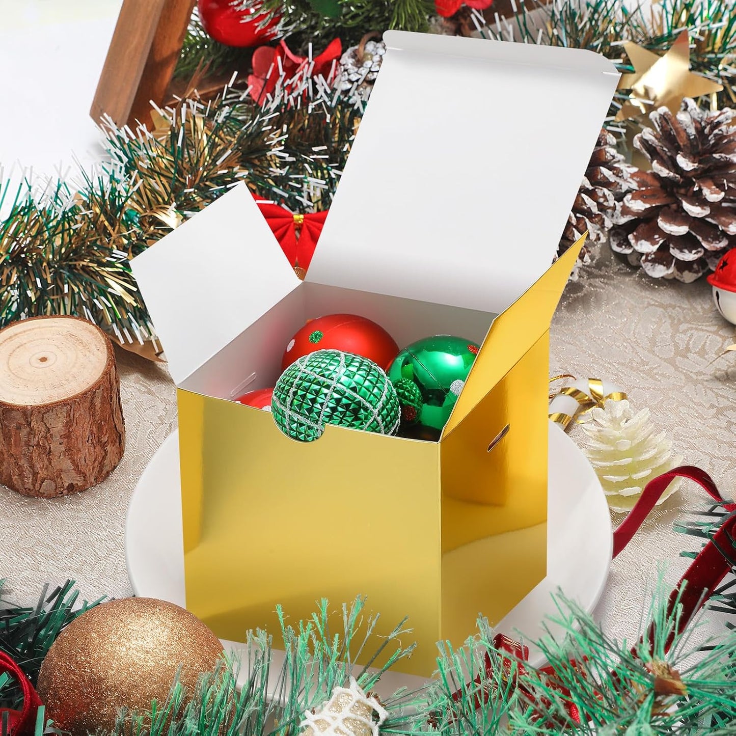 DOYIDE Small Gift Boxes, 20 Pack 5x5x5 Inch Gold Elegant Paper Boxes with Ribbons, Crafting, Christmas Gift Box Wedding Party Favor, Cupcake, Candy, Bridesmaids Proposal Box