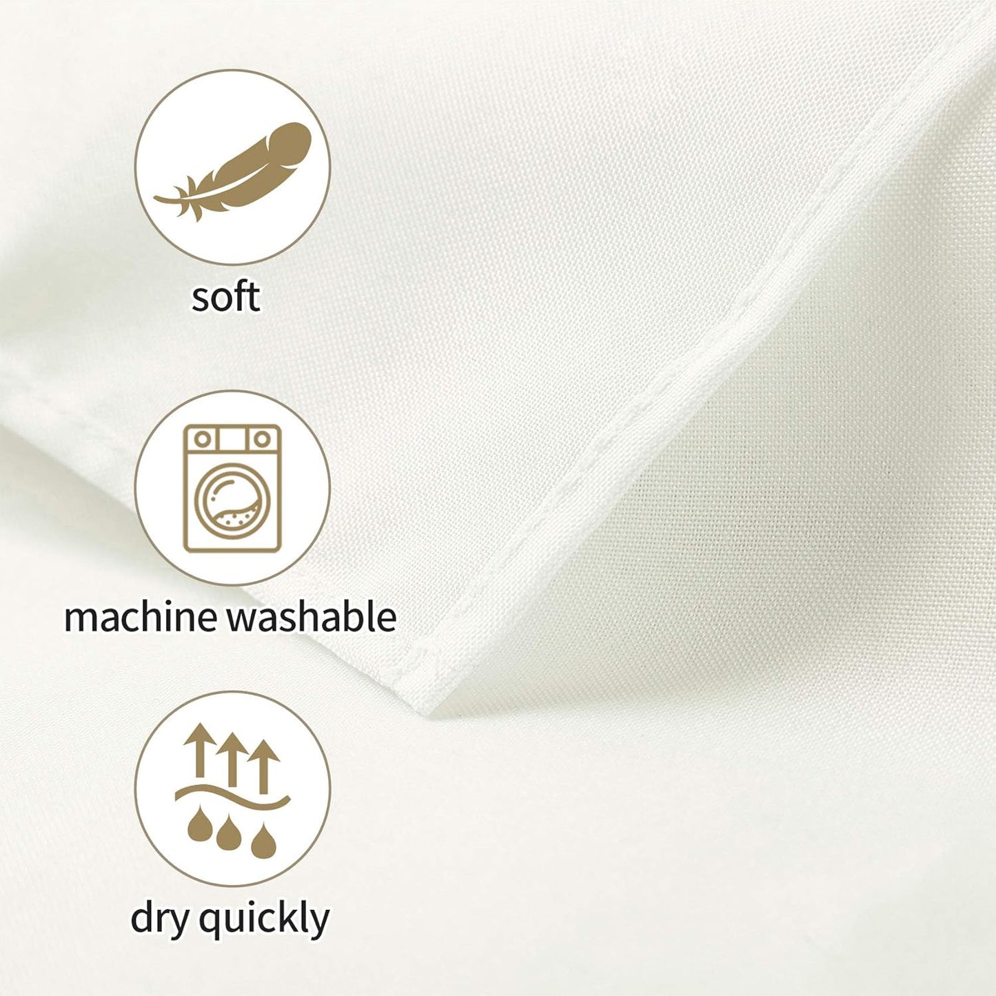 Ascoza 2pack 60x120 Inch Ivory Rectangular Tablecloth 6 Feet Table Cloth in Polyester Fabric for Wedding/Banquet/Restaurant/Parties