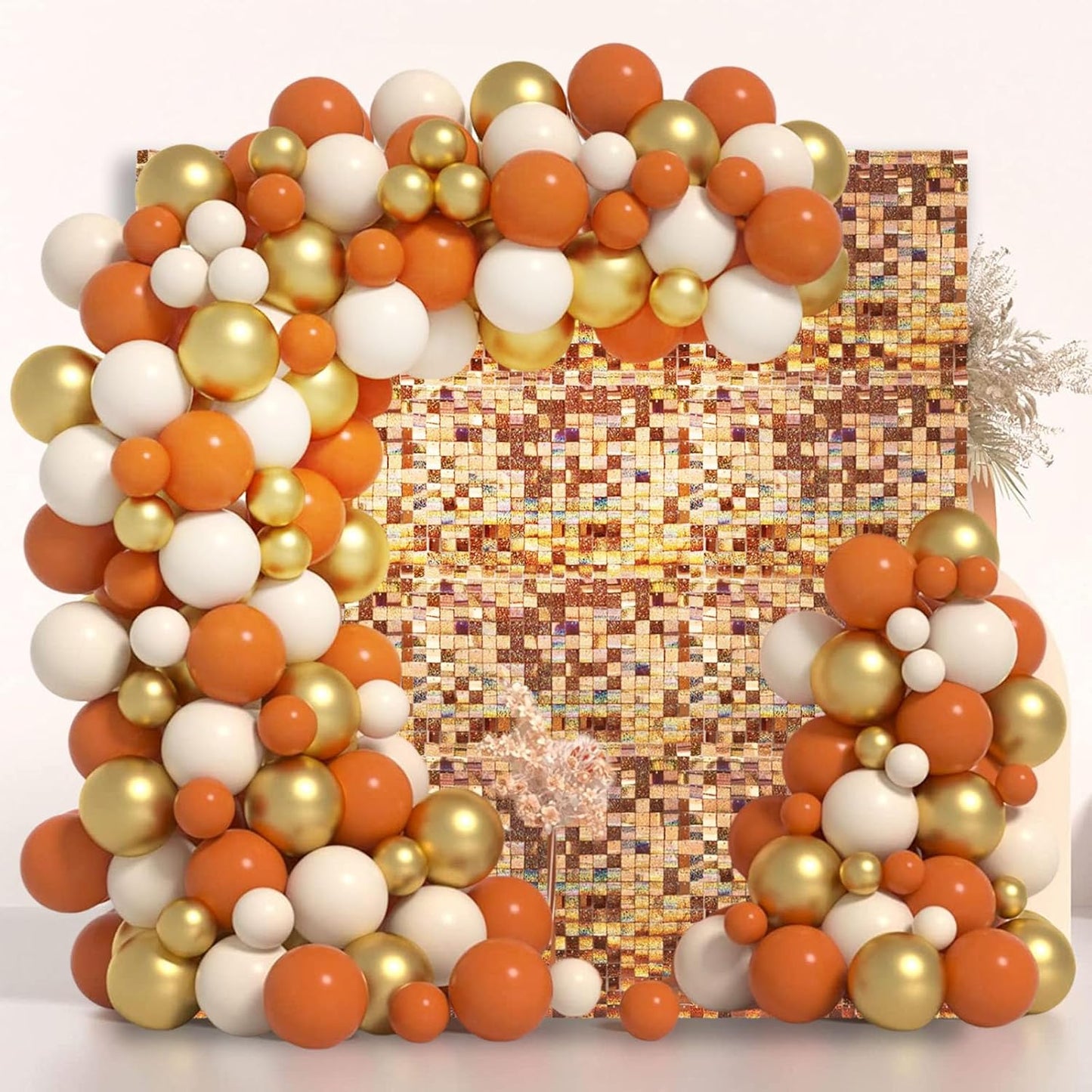 12PCS Champagne Shimmer Wall Backdrop, Laser Square Sequin Photo Backdrops Panel, Glitter Wall Background for Birthdays, Weddings, Christmas, Engagements, Disco Bachelorette Party Decoration (3FTx4FT)