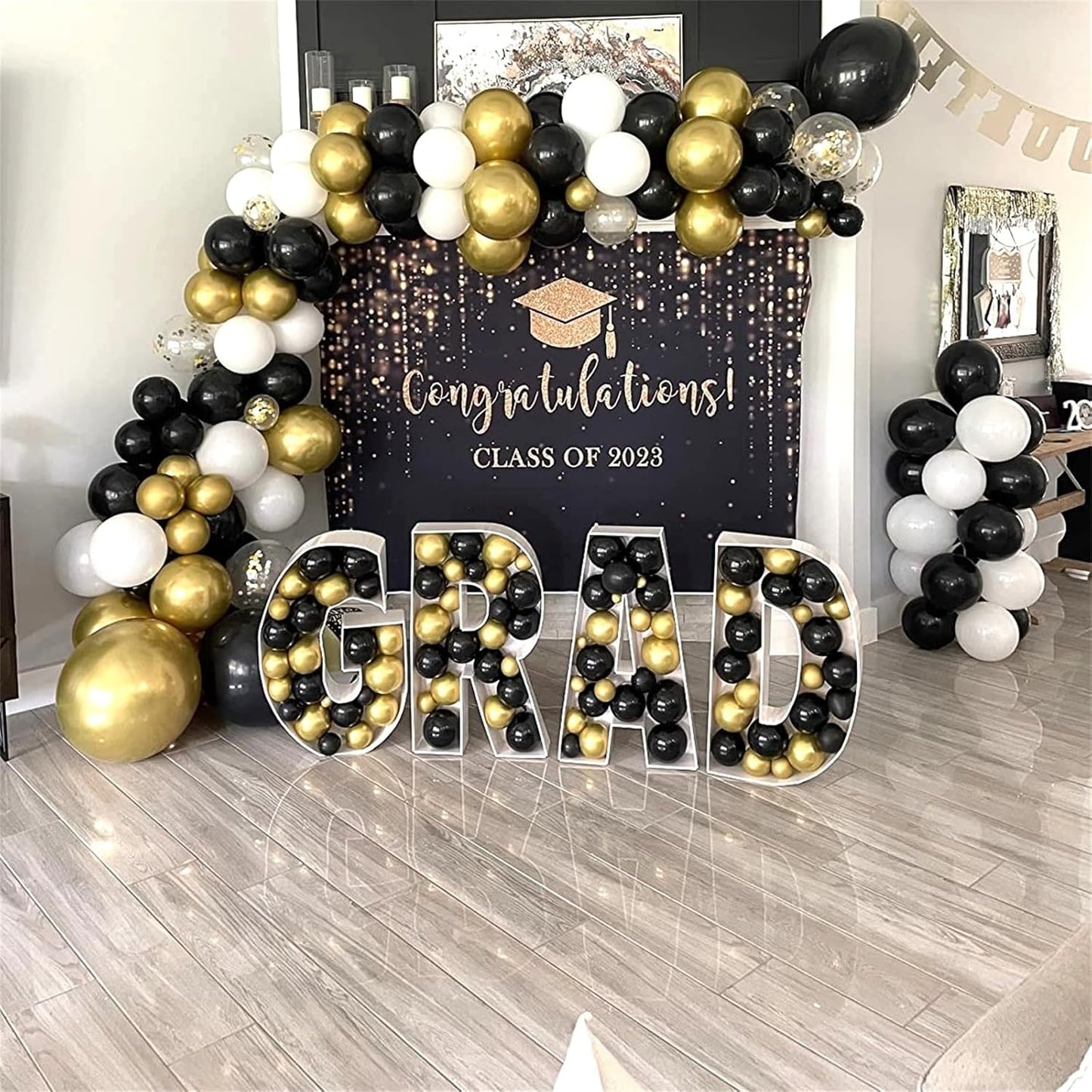 Black and Gold Confetti Balloons, 12 Inch Black Metallic Gold Confetti Latex Balloons, Black Golden Confetti Helium Balloons for Wedding Birthday Anniversary New Year Party Celebration Decorations