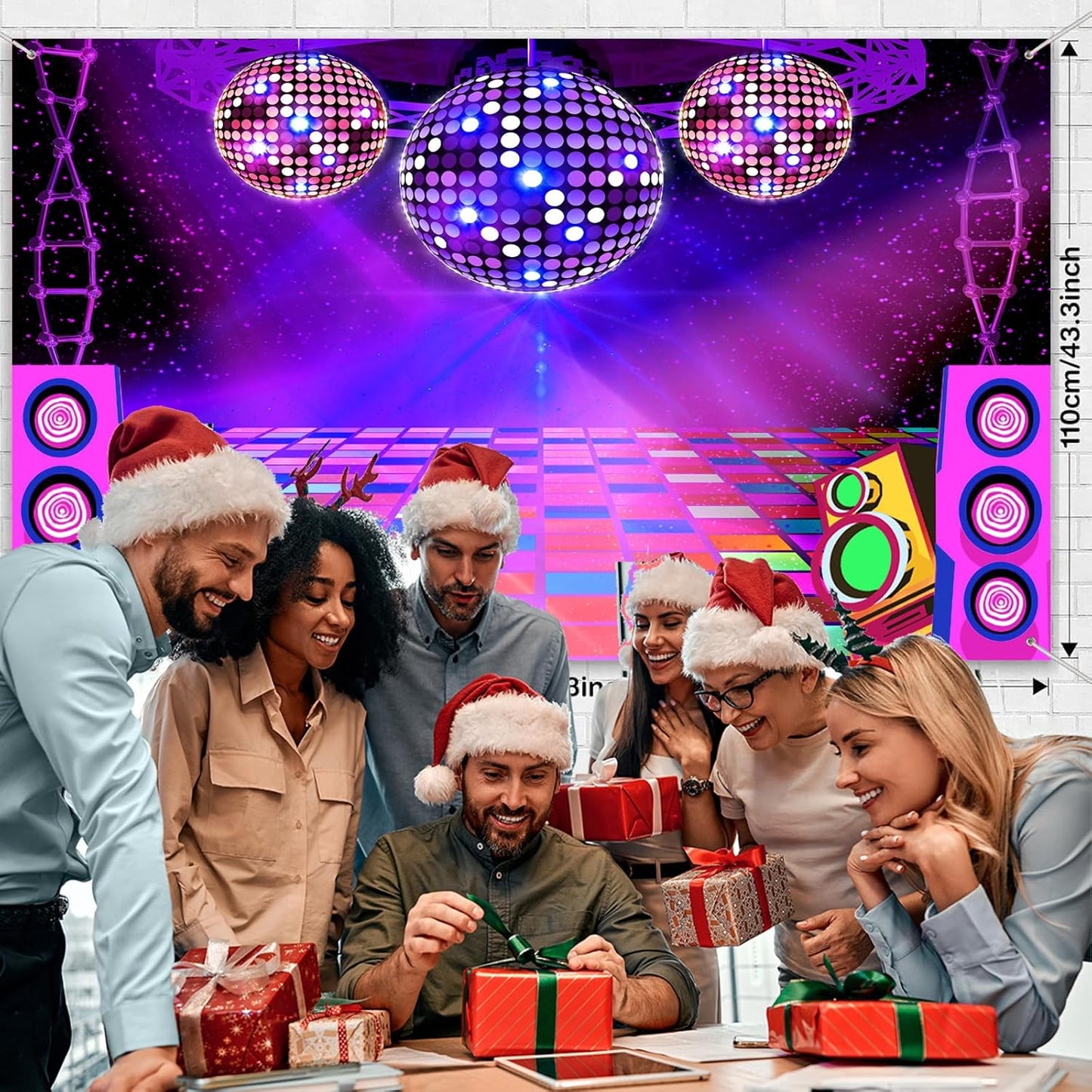 Dance Party Backdrop Retro 80s 90s Theme Stage Dance Ball Music Birthday Party Decoration DJ Photography Background 15 x 10 ft for Baby Shower Picture Photo Shoot Polyester Fabric, Red