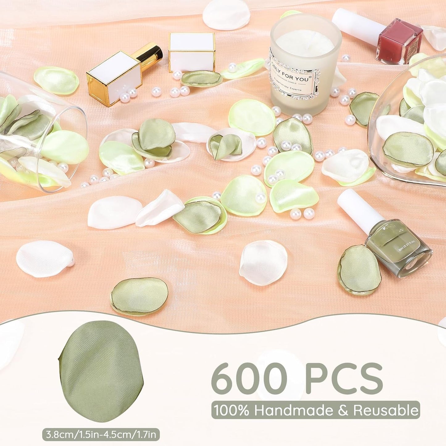 Suream 600 Pieces Rose Petals for Decoration, Avocado Green Scatter Petals for Wedding Aisle Scatter, Flower Petals Decrations for Flower Girl Basket Birthday Party Romantic Night Home Decor