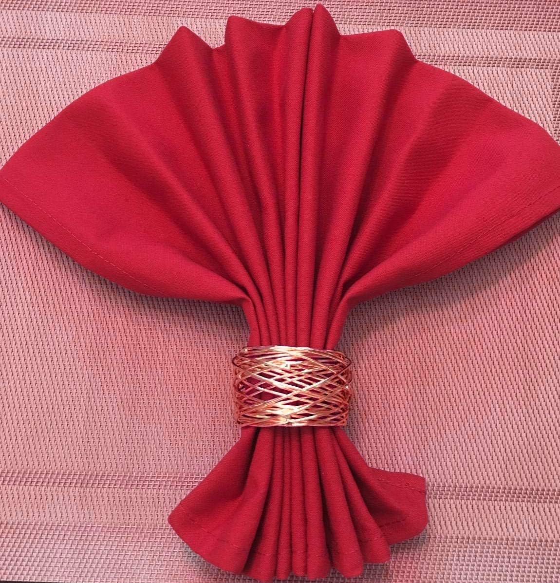 Handmade Round Mesh Napkin Rings Holder for Dinning Table Parties Everyday, Set of 12