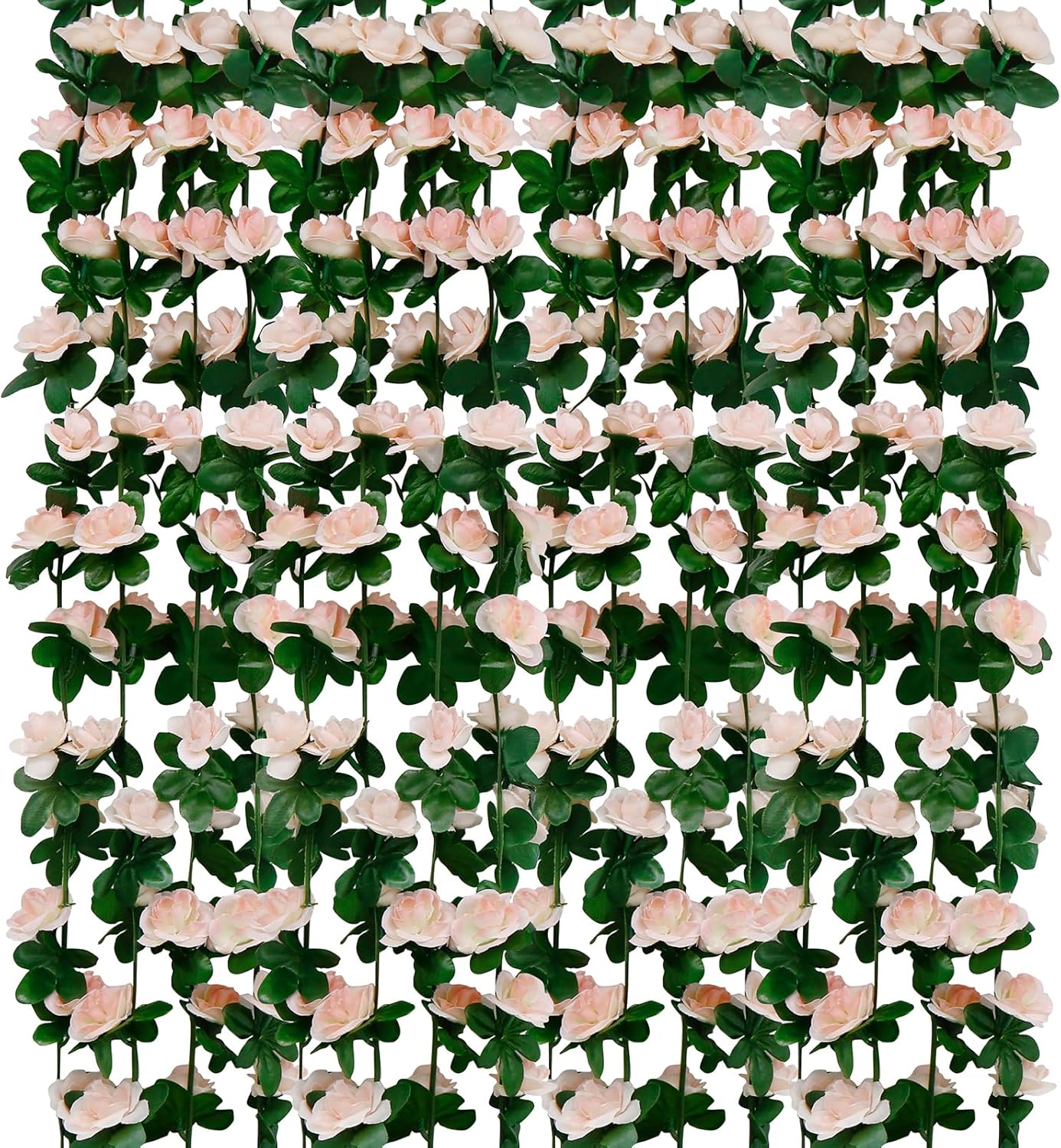 12 PCS 98.4 FT Artificial Flower Garland Rose Garland for Wedding Room Decor（12,Light Pink）