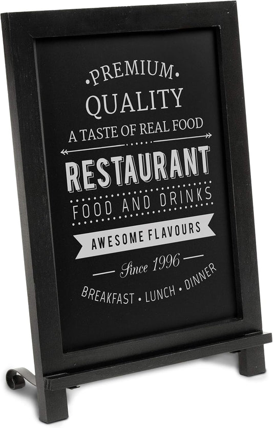 HBCY Creations Rustic Black Wooden Tabletop Chalkboard with Legs/Vintage Wedding Table Sign/Small Kitchen Countertop Memo Board/Antique Wooden Frame (12" x 17", 4- Black)