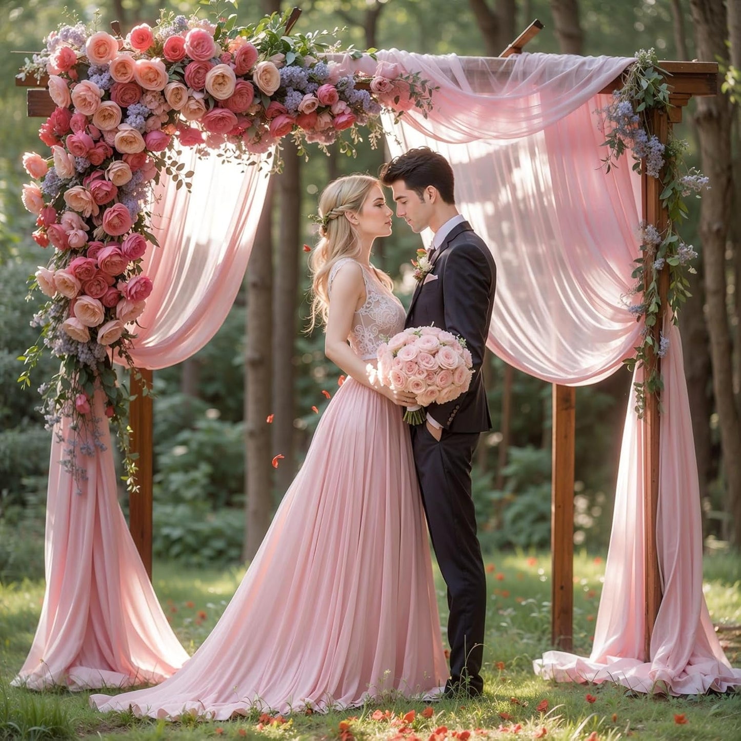 Wedding Arch Draping Fabric 1 Panel 18Ft Dusty Rose Chiffon Fabric Drapery Wedding Ceremony Reception Swag Decorations