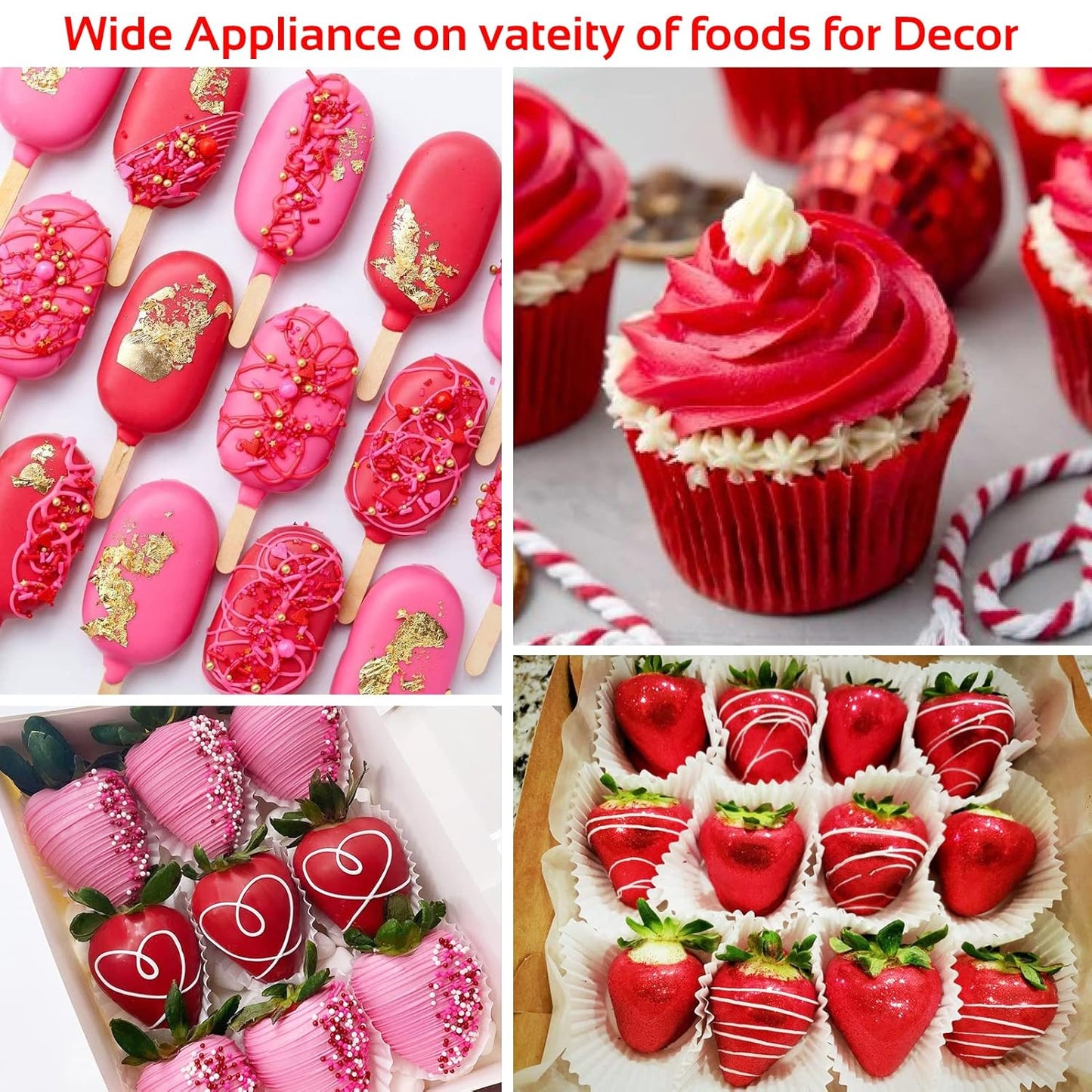 Jelife Red Edible Luster Dust - 5 Grams Food Grade Cake Dust Shimmer Powdered, Edible Metallic Powder Food Coloring for Cake Decorating, Chocolates, Fondant, Drinks, Painting & More, Vegan