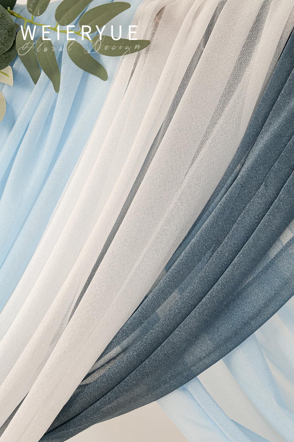 Deluxe Blue Artificial Wedding Arch Flowers with Drapes Kit-Pack of 5, 2pcs Flower Arrangements 3pcs Hanging Sheer Drapes Blue Ceremony Arbor Reception Backdrop Rose Floral Decorations.