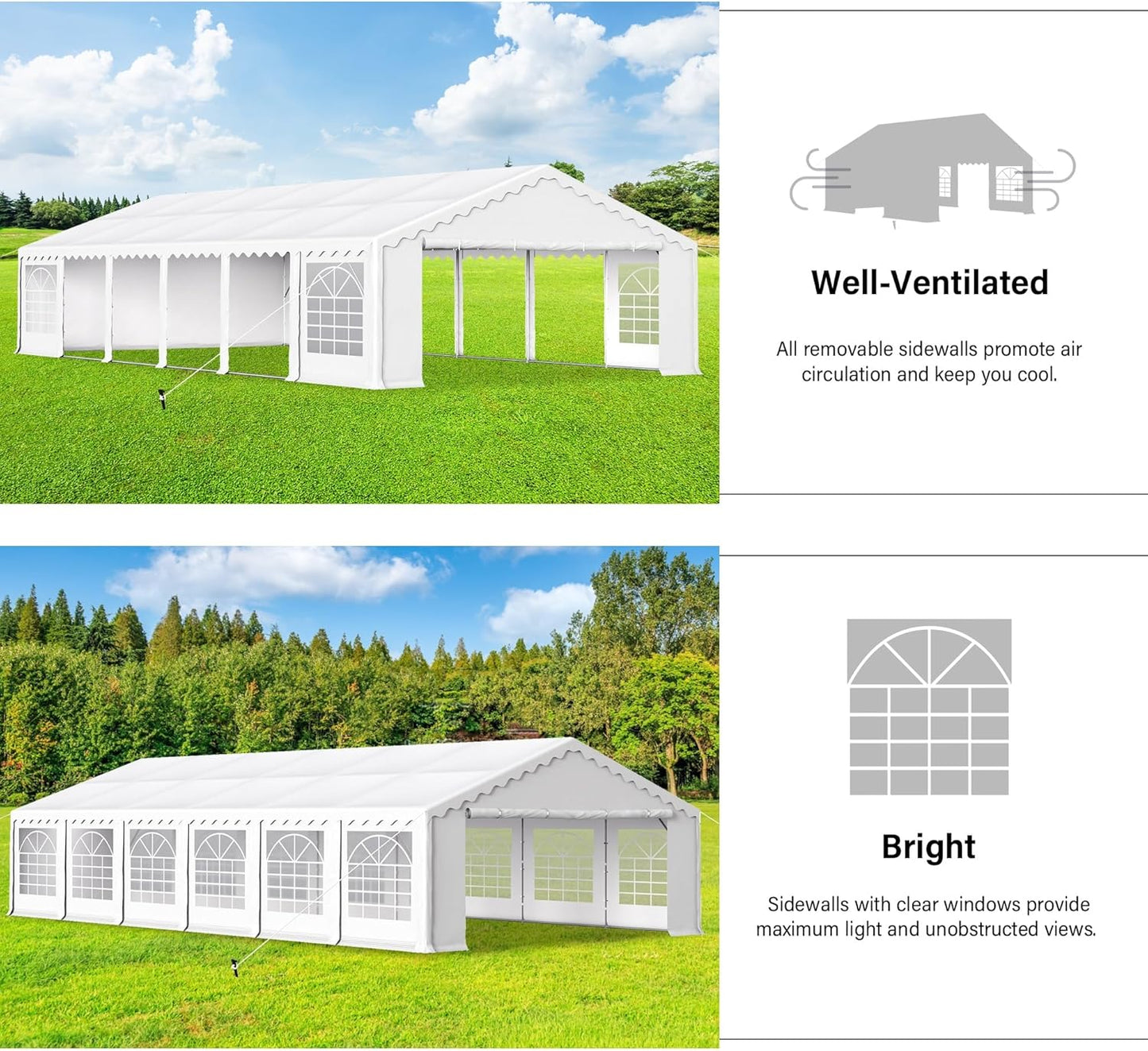 HERA'S PALACE 20'x 40' Outdoor Tents for Parties Large Canopy Tent with 14 Removable Sidewalls Heavy Duty Party Tent for Graduation Wedding and Birthday (White)