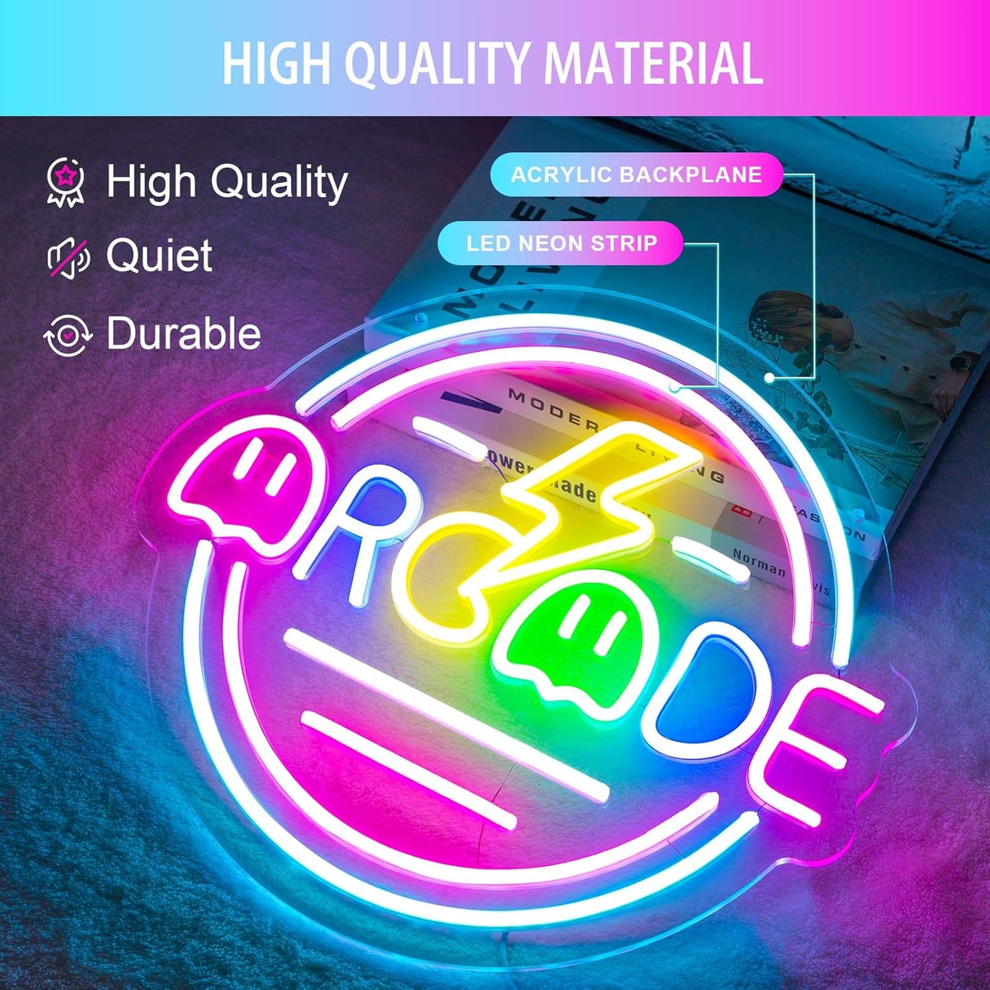 Gamer Neon Sign for Gamer Room Decor, Dimmable Arcade Neon Signs for Wall Decor, USB Powered Bright LED Neon Gaming Signs for Boys Room, Best Gamer Gifts for Teenage Boys, Kids(13.3”x13.3”)