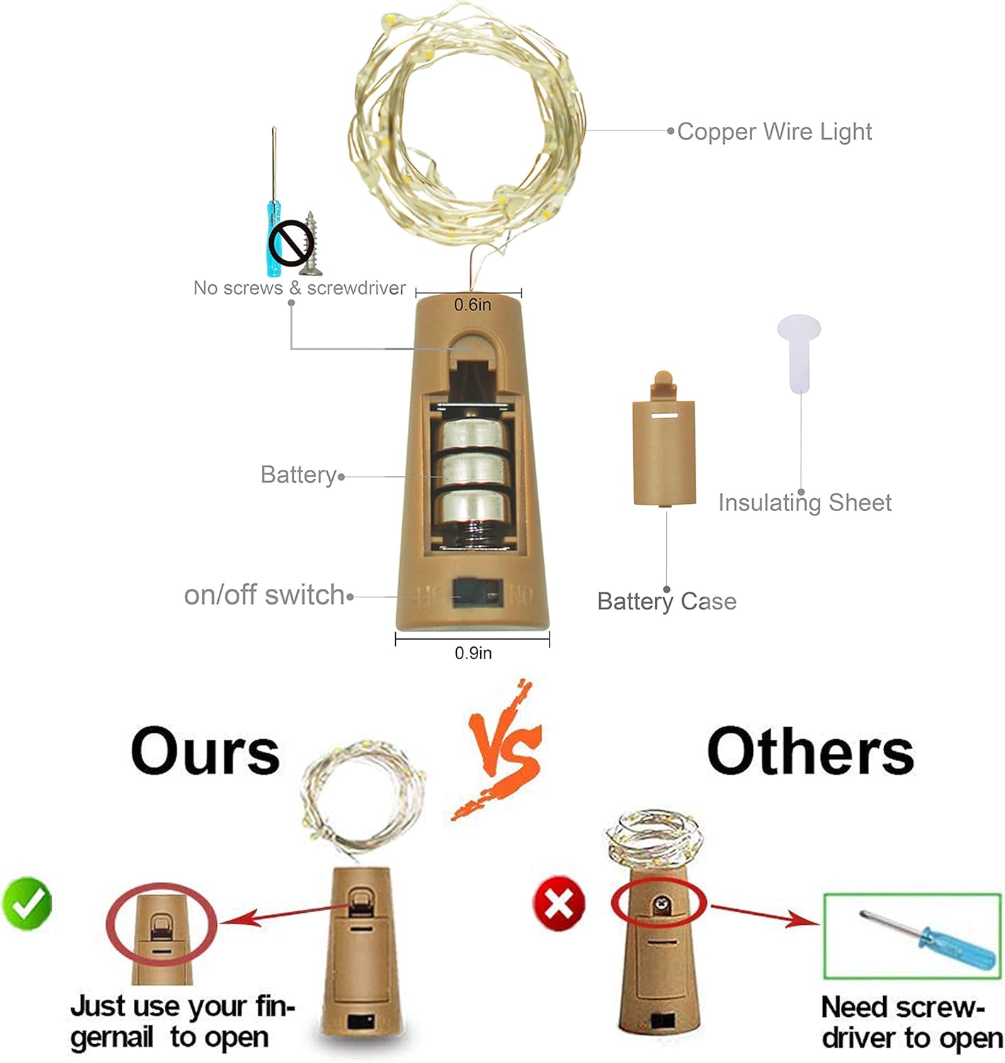 Wine Bottle Lights with Cork, Battery Operated 24 Pack 20 LED Cork Shape Silver Wire Fairy Mini String Lights(No Bottles) for DIY, Party, Decor, Christmas, Halloween,Wedding (24, Cool White)