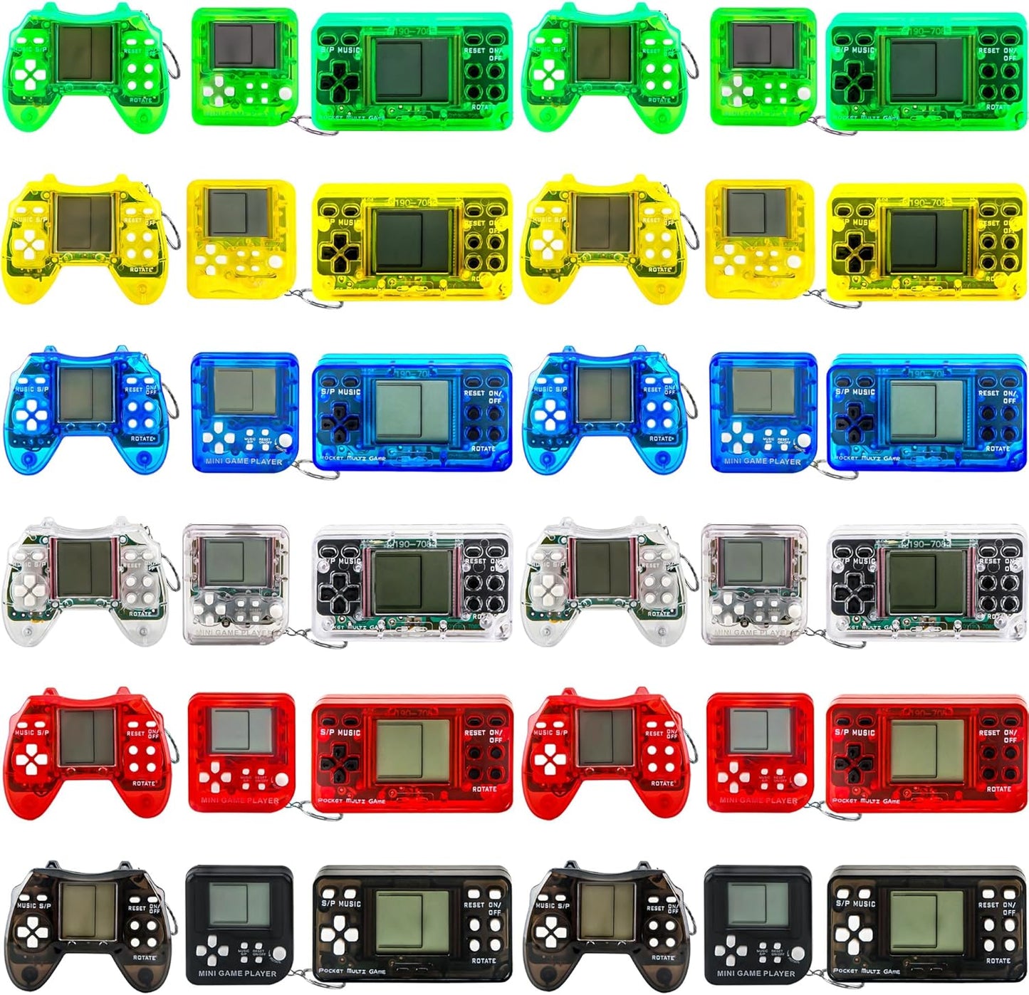 36 Pack Video Game Keychain Mini Square Handheld Video Game Key Chain for Kids Birthday Video Game Party Favors