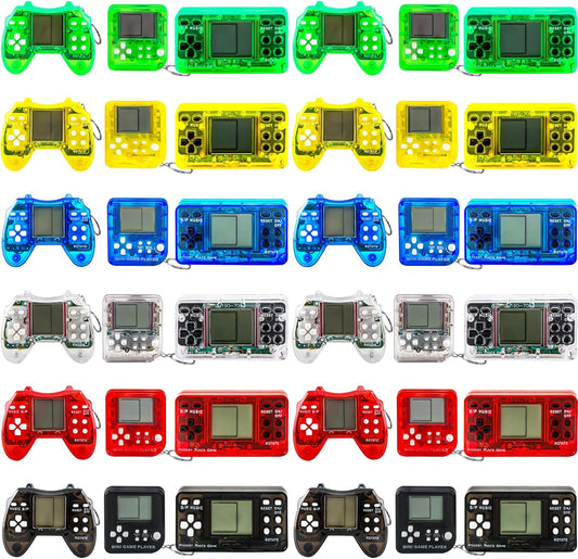 36 Pack Video Game Keychain Mini Square Handheld Video Game Key Chain for Kids Birthday Video Game Party Favors