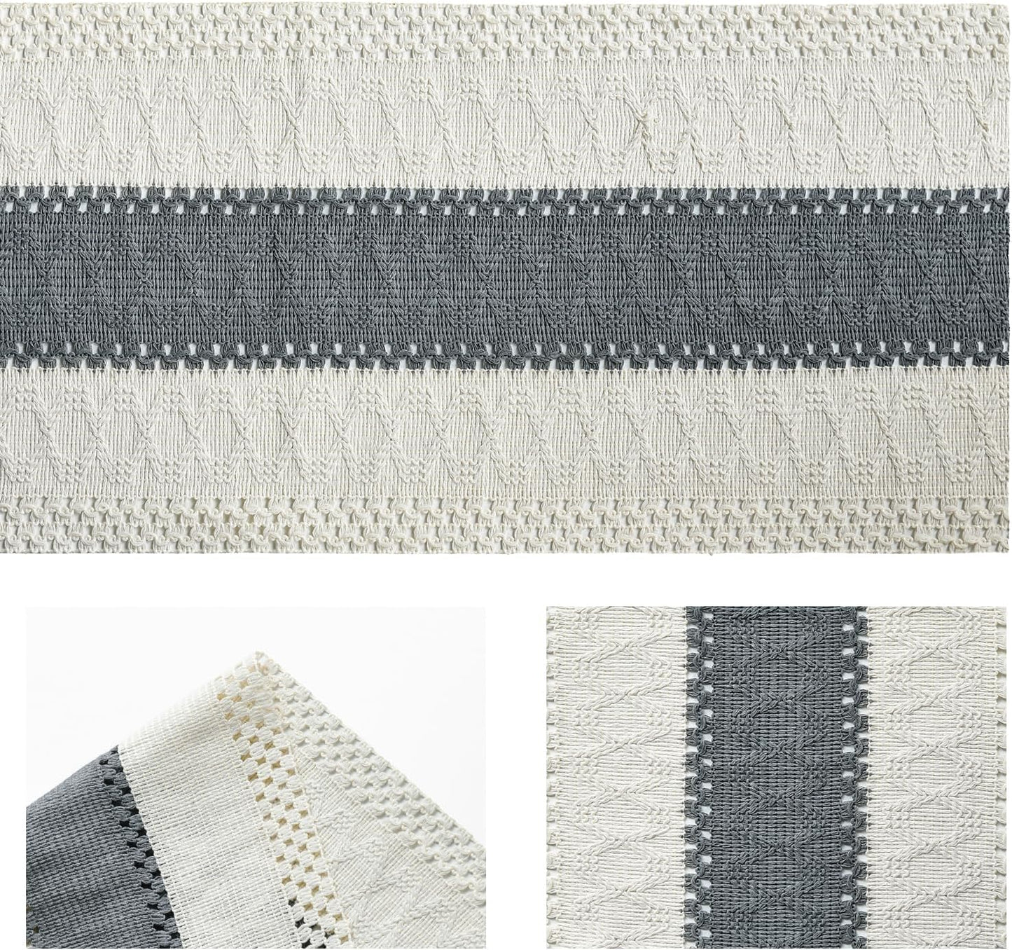 Artoid Mode Dark Grey Farmhouse Rustic Table Runner, Seasonal Holiday Hollow Kitchen Dining Table Decoration for Home Party Decor 12x108 Inch