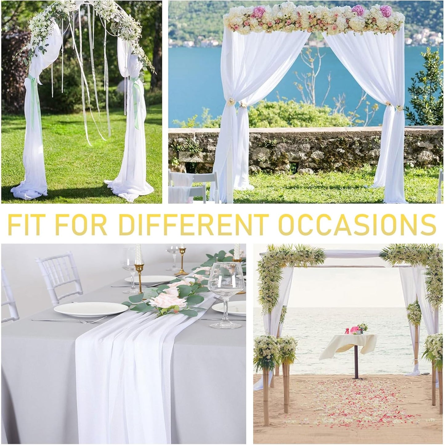 3 Panels Wedding Arch Draping Fabric White Sheer Backdrop Curtain Arch Drape for Wedding Ceremony Reception,Bridal Shower Party Decorations 28" X 19ft