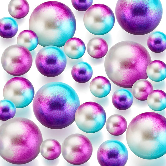 150 Pieces Vase Filler Faux Pearls Vase Makeup Beads No Hole Gloss Bead Mixed Sizes Round Pearl for Home Party Wedding Decor, 8/14/20 mm(Rainbow)