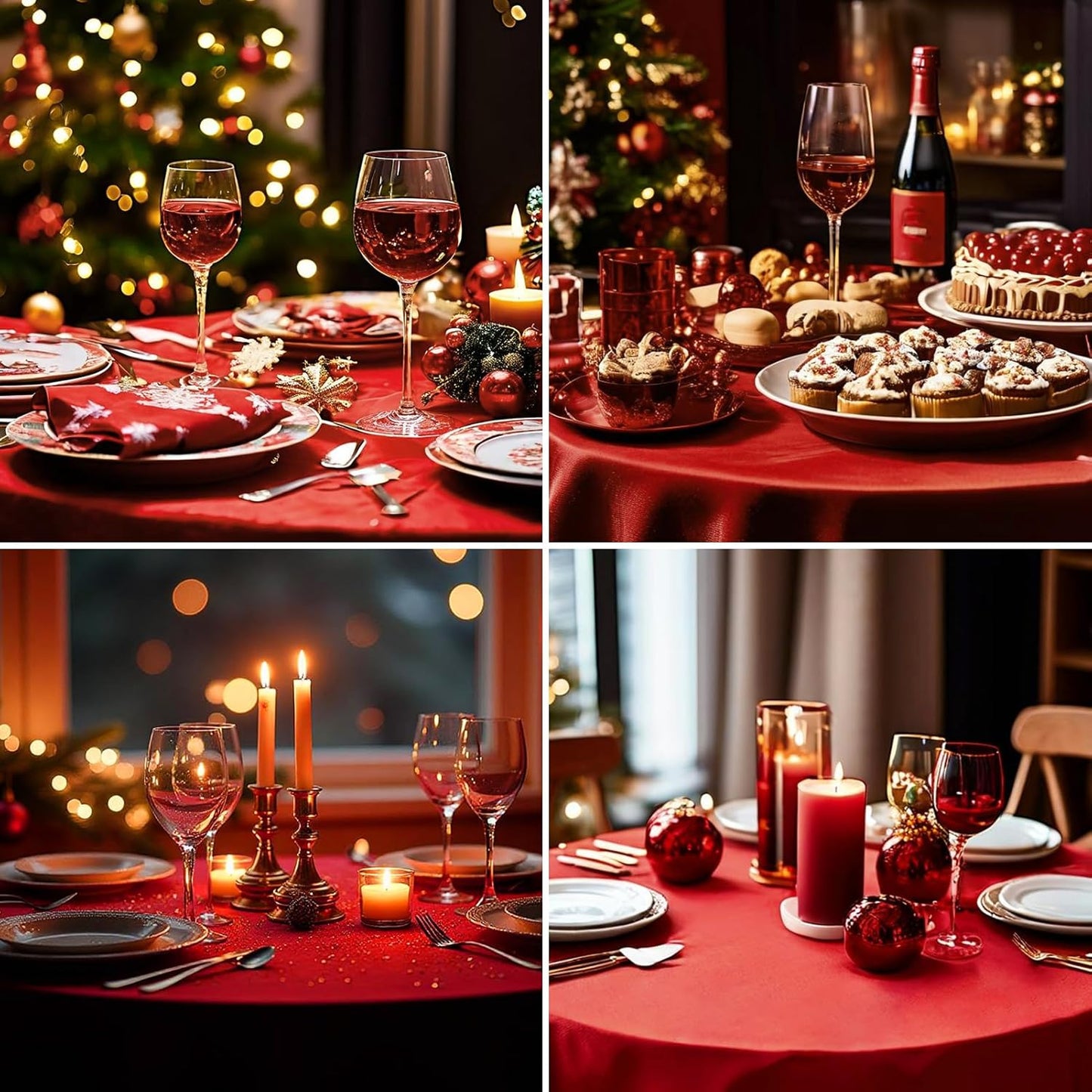 Round Tablecloth 120 Inch Tablecloth 2 Pack Red Table Cloths Washable Decorative Linen Polyester TableClothes Cover for Dining Table Banquets Buffet Parties and Wedding