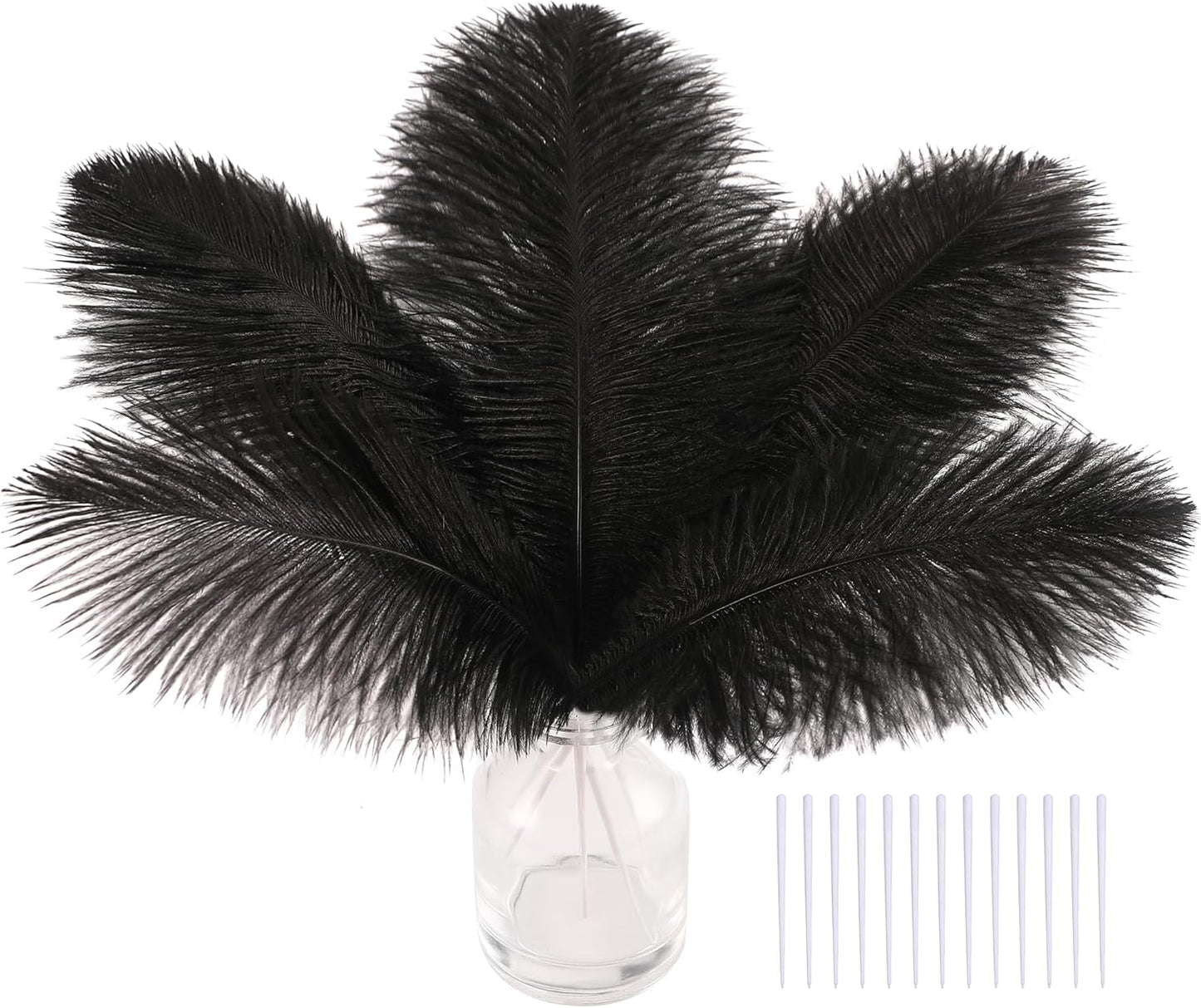 SOGUGOM Black Craft Ostrich Feathers - 30PCS 6-8 inch Ostrich Feathers Kit for Centerpieces, Kindergarten Crafts, Dream Catchers and DIY Projects(Black)