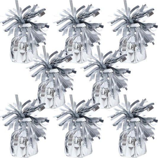 8 Pcs Silver Metallic Balloon Weights Holder Anchors Balloon Holder Weights for Helium Balloons Birthday Graduation Party Christmas Wedding Celebration Decoration (Silver)