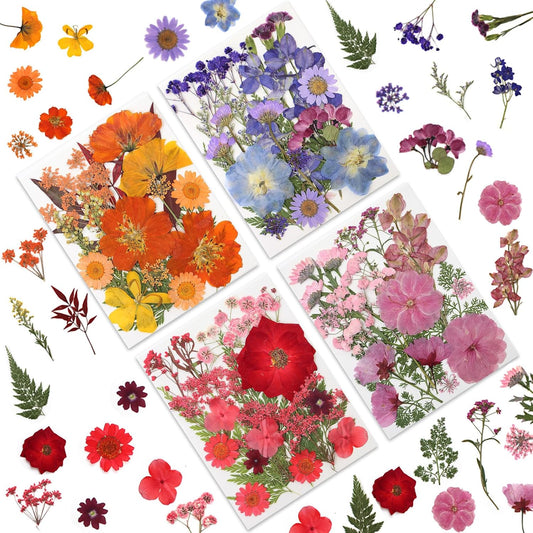 80 Pcs Dried Pressed Flowers for Crafts, Real Natural Dried Pressed Flowers in Vibrant Multicolor Tones for Resin, DIY Art, Jewelry, Candle & Soap Making – Tweezers Included
