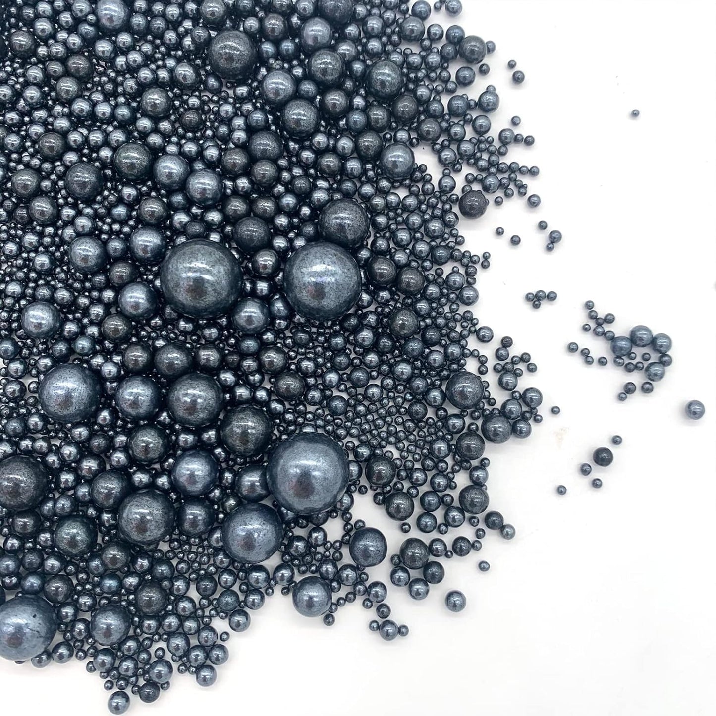 Weraru Edible Black Pearl Sugar Sprinkles Candy Mixing Size Baking Edible Cake Decorations Cupcake Toppers Cookie Decorating Celebrations Wedding Shower Party Chirstmas Supplies 130g/ 4.58oz