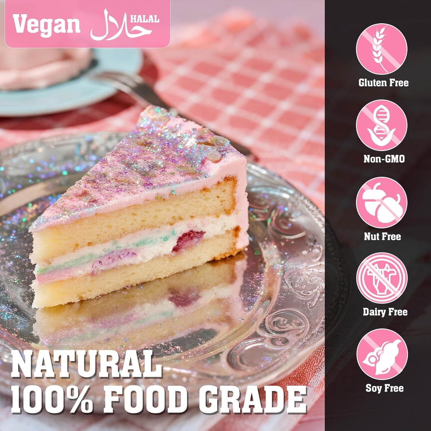 Twisweet Iridescent Edible Glitter for Drinks, Food Grade 10g Sparkling Sprinkles Cake Decorating Supplies, Edible Luster Dust for Cocktail Beverages, Food Coloring Shimmer Powder for Cupcakes Cookies Cake Decorations