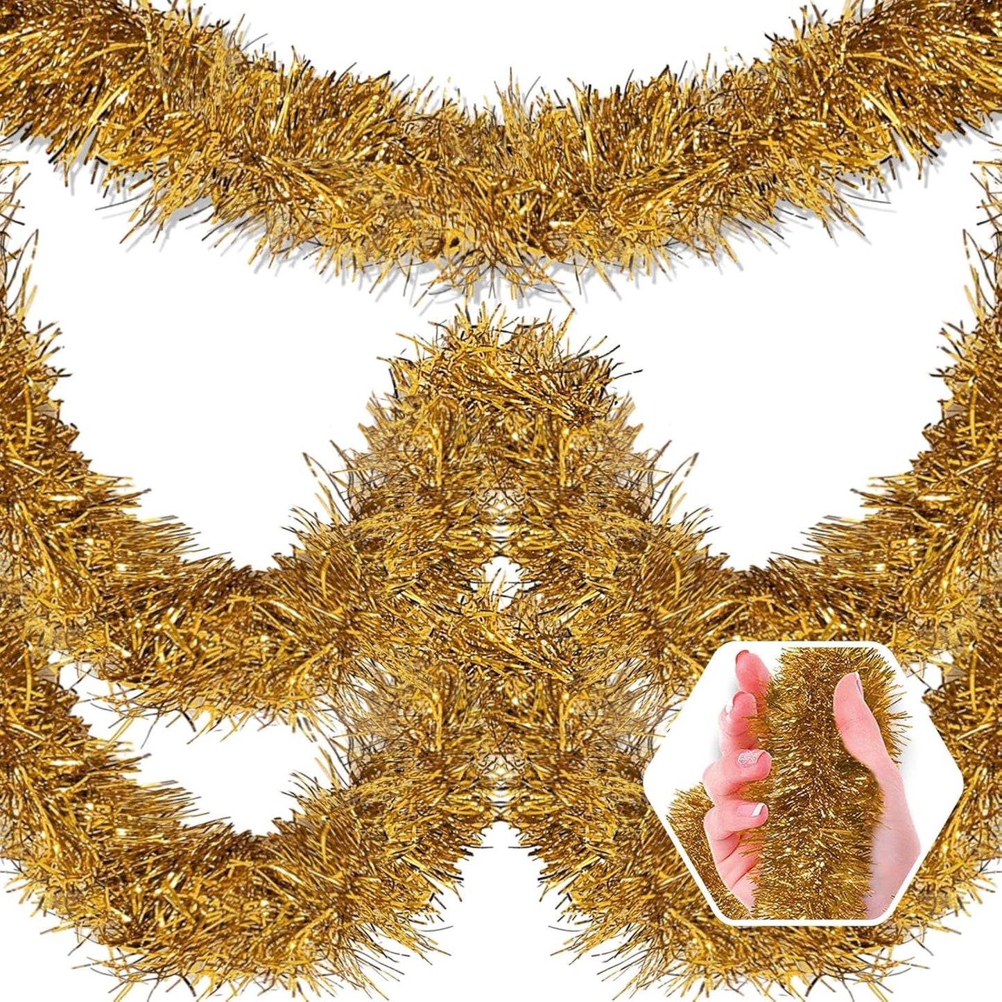 50 Feet Christmas Foil Fringe Banner Metallic Tassle Garland Metallic Backdrop Parade Floats Shiny Hanging Ceiling, Valentine's, Wedding, New Year Party Decorations(2" x 50', Champagne Gold)