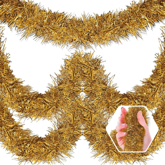 50 Feet Christmas Foil Fringe Banner Metallic Tassle Garland Metallic Backdrop Parade Floats Shiny Hanging Ceiling, Valentine's, Wedding, New Year Party Decorations(2" x 50', Champagne Gold)