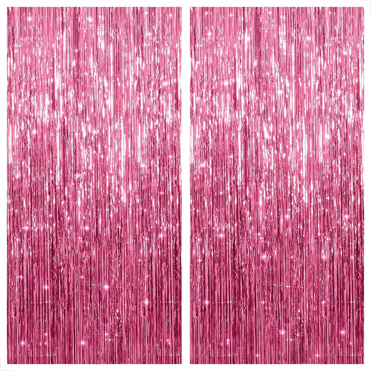 KatchOn, Pink Streamers for Pink Party Decorations - Pack of 2 | Fringe Backdrop for Birthday Decorations | Disco Party Decorations, Baby Shower, Bachelorette Party Decoration