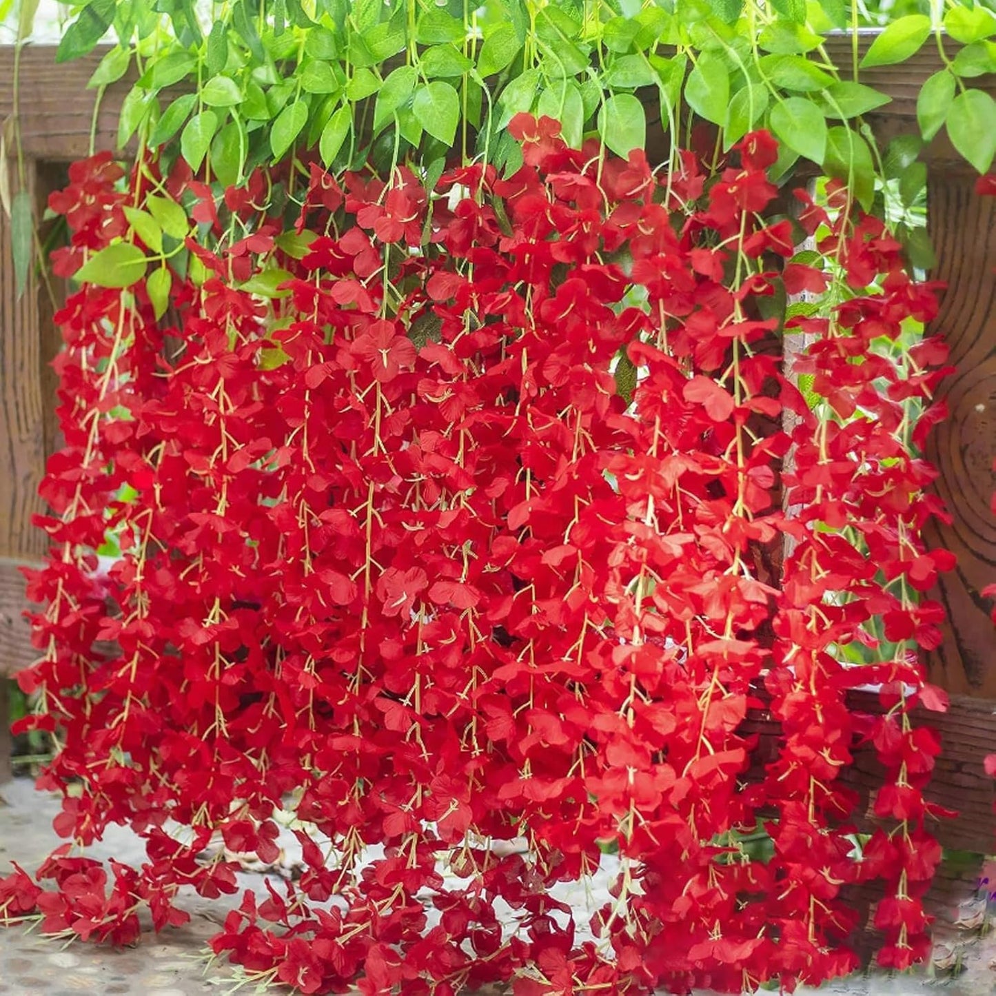 12 Pack Red Wisteria Hanging Flowers Garland, 3.77 Feet Artificial Flower Vines, Fake Wisteria, Artificial Vines Hanging Garland for Backdrop Outdoor Yard Garden Decor